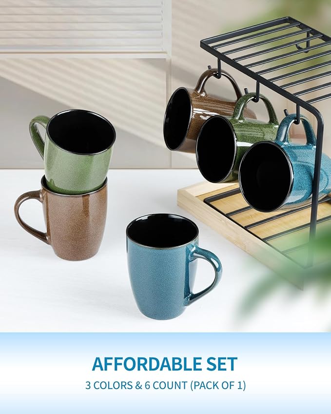SEDEME Brown 12oz Rustic Ceramic Mugs (4 Pack) - Handle Coffee Mugs for Hot Drinks