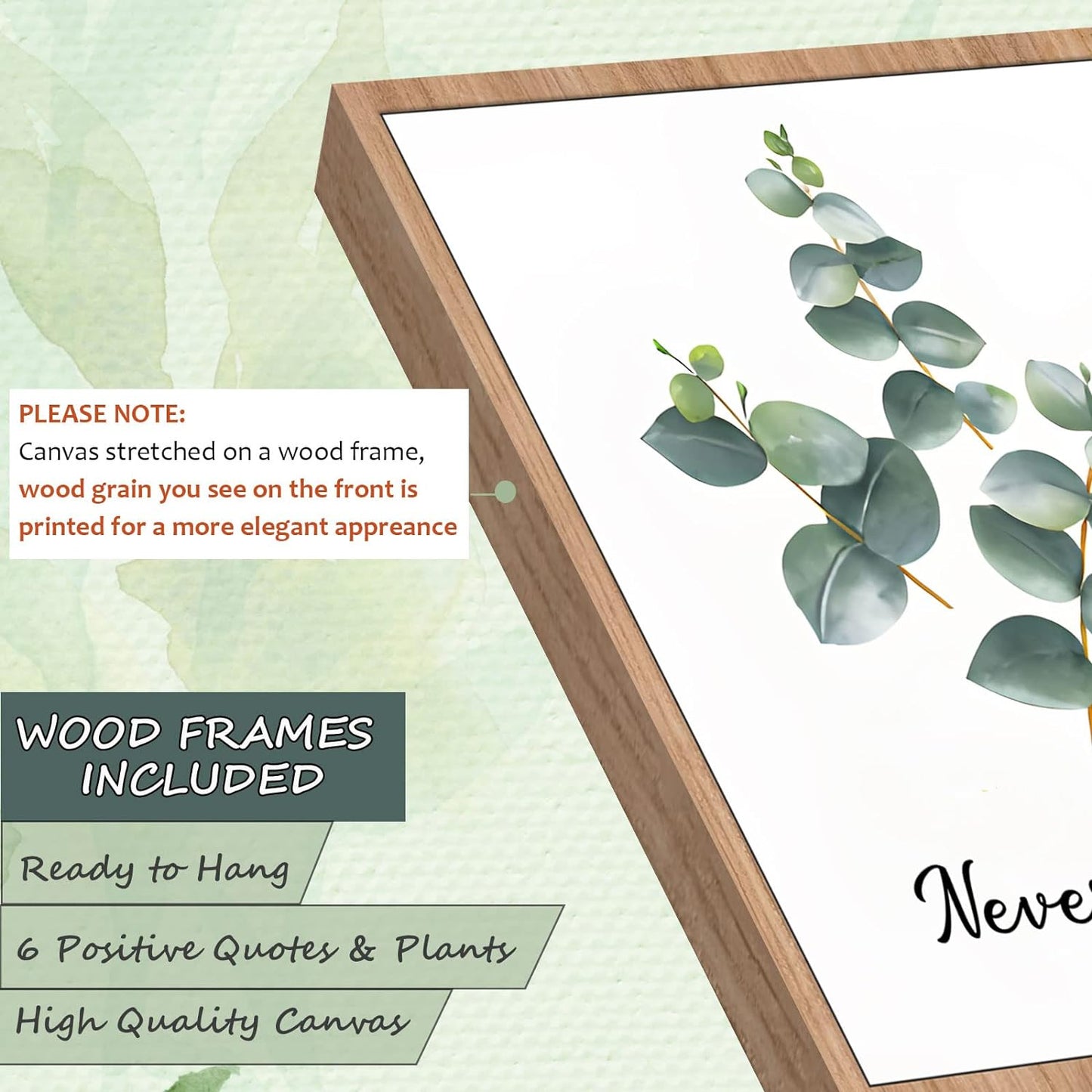 FRAMED Inspirational Wall Decor, Positive Affirmations & Motivational Art for Office, Bedroom & Classroom (Set of 6, 8x10in, Framed)