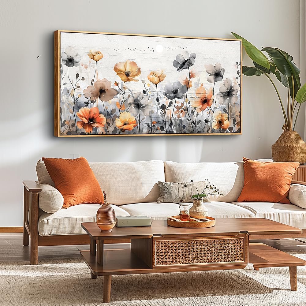 ZUITINGHUA Wood Framed Canvas Wall Art For Living Room Large Wall Decor For Office Bedroom Decorations Flowers Landscape Pictures Farmhouse Paintings Artwork Aesthetic Mural Home Decor 30x60 In