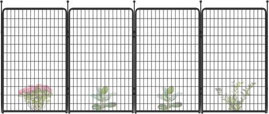 FXW Garden Fence Outdoor for The Yard – 50in(H) x 10.0ft(L) Heavy Duty Metal Animal Barrier for Dog and Rabbit, Decorative Dog Fence, 4 Panels, Black