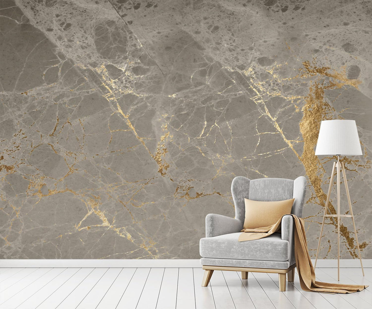 -Gold Abstract Marble Texture Bedroom Wallpaper XT15 M 140" x 91"