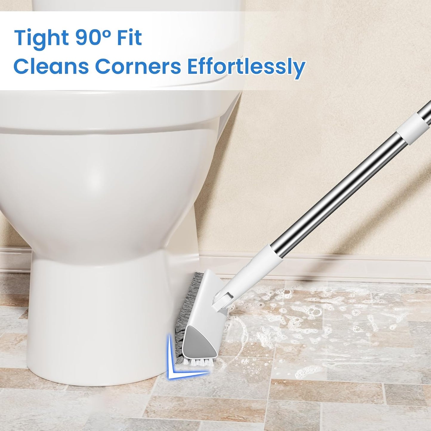 Floor Scrub Brush and Grout Brush with Long Handle–Deck Brushes for Scrubbing Heavy Duty, Stiff Bristles for Outdoor, Patio, Shower, Garage, Tile and Concrete Floor Cleaning 55 inches