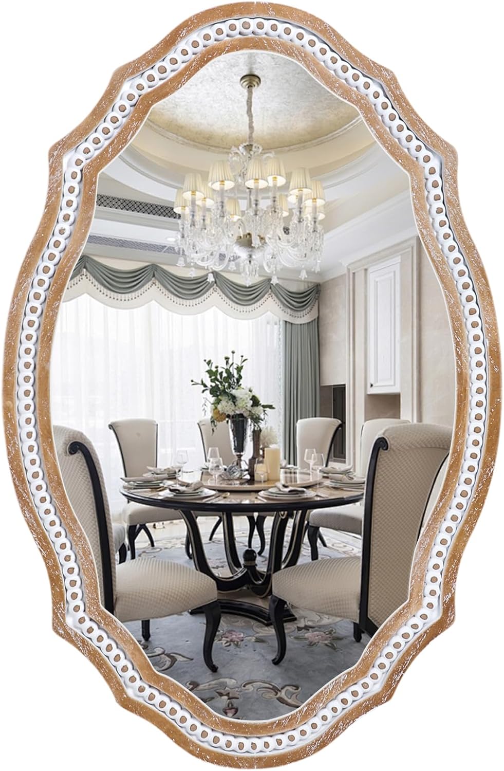 24" x 35" Wooden Farmhouse Oval Mirror for Wall Decor, Living Room, Bedroom, Bathroom Rustic Decorative Mirror for Entryway - Vertical or Horizontal Hanging