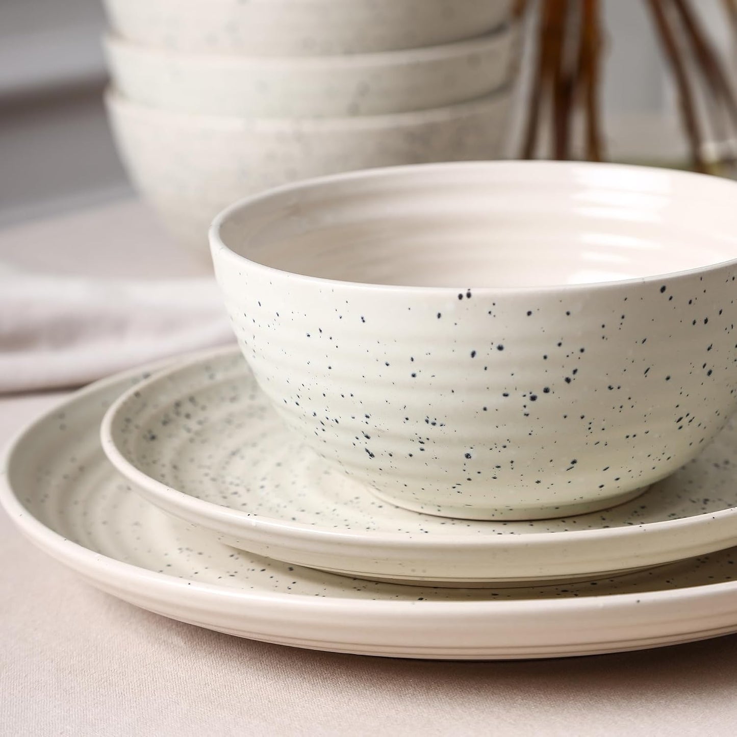 Stone Lain Dua 4-Piece Bowl Set Stoneware, White