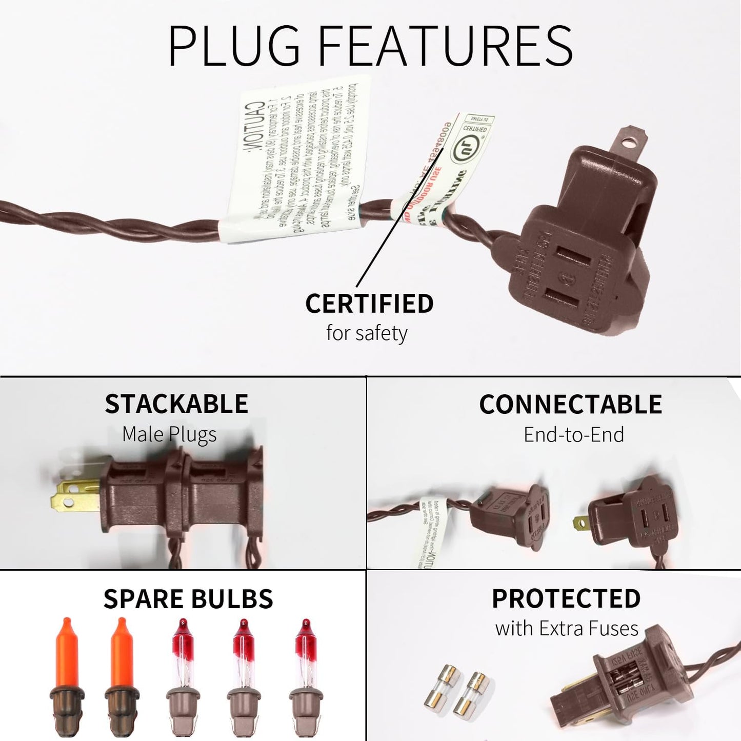 150LIGHTS Orange Purple and Green Extra-Bright with End Connectors Halloween Decorative Lights 9.72m UL Certified Mini String Light Set Waterproof for Halloween Home Garden Tree Party Patio