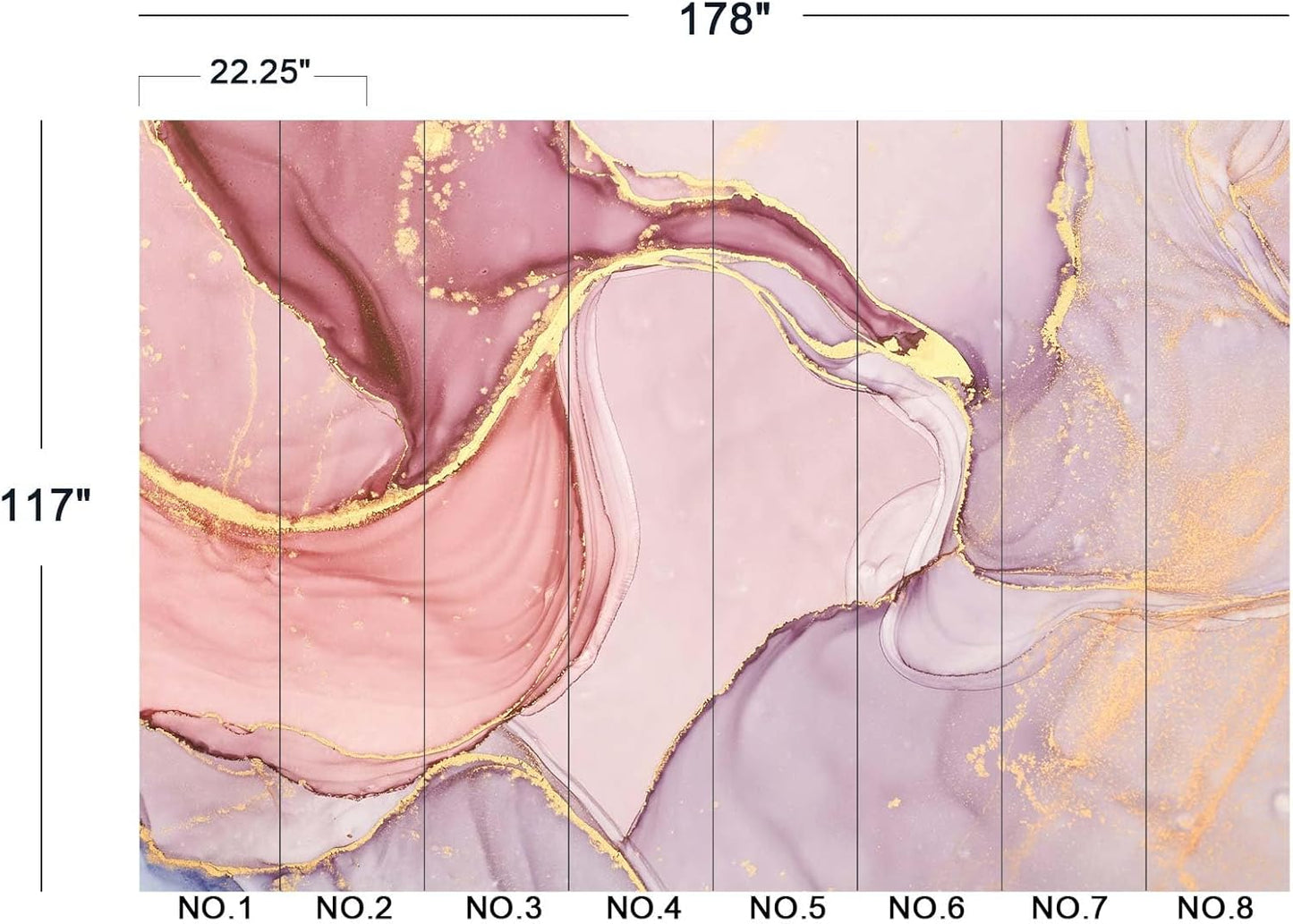 Gilding Marble Pink Wall Mural Wallpaper for Bedroom 178" x 117"
