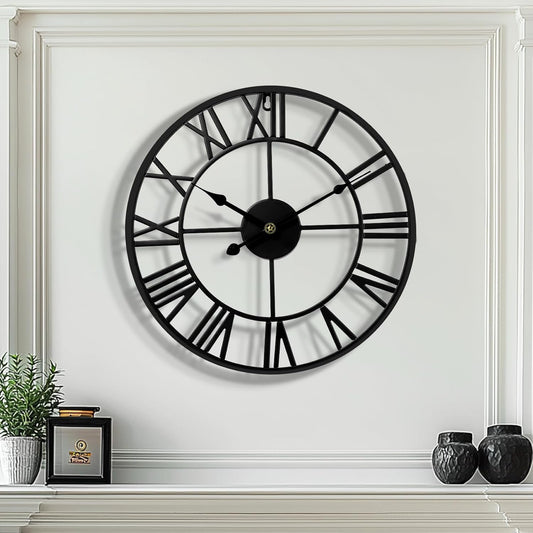 Tatub 16 Inch Large Wall Clock for Living Room Decor, Roman Numeral Modern Round Decorative Metal Large Wall Clock for Bedroom and Kitchen, Silent, Non Ticking, Battery Operated