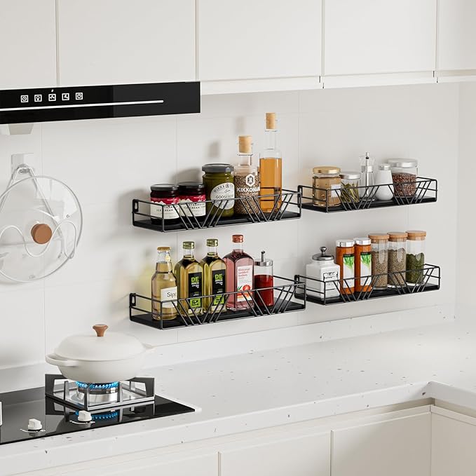 Floating Shelves for Wall Set of 4, Different Sizes Mounted Wood Floating Shelf, Wall Shelves for Living Room,Bedroom, Bathroom, Kitchen, Farmhouse Decor, Office