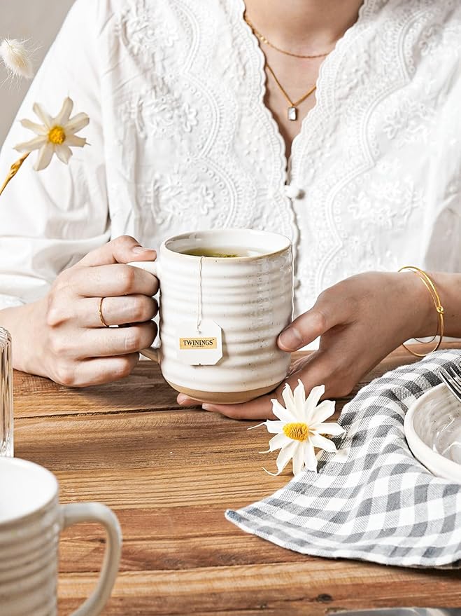 LE TAUCI Coffee Mugs 12 oz, Ceramic Mug Set, Housewarming Wedding Present, Coffee Cups for Latte, Hot Tea, Cappuccino, Mocha, Cocoa - Set of 4, Arctic White