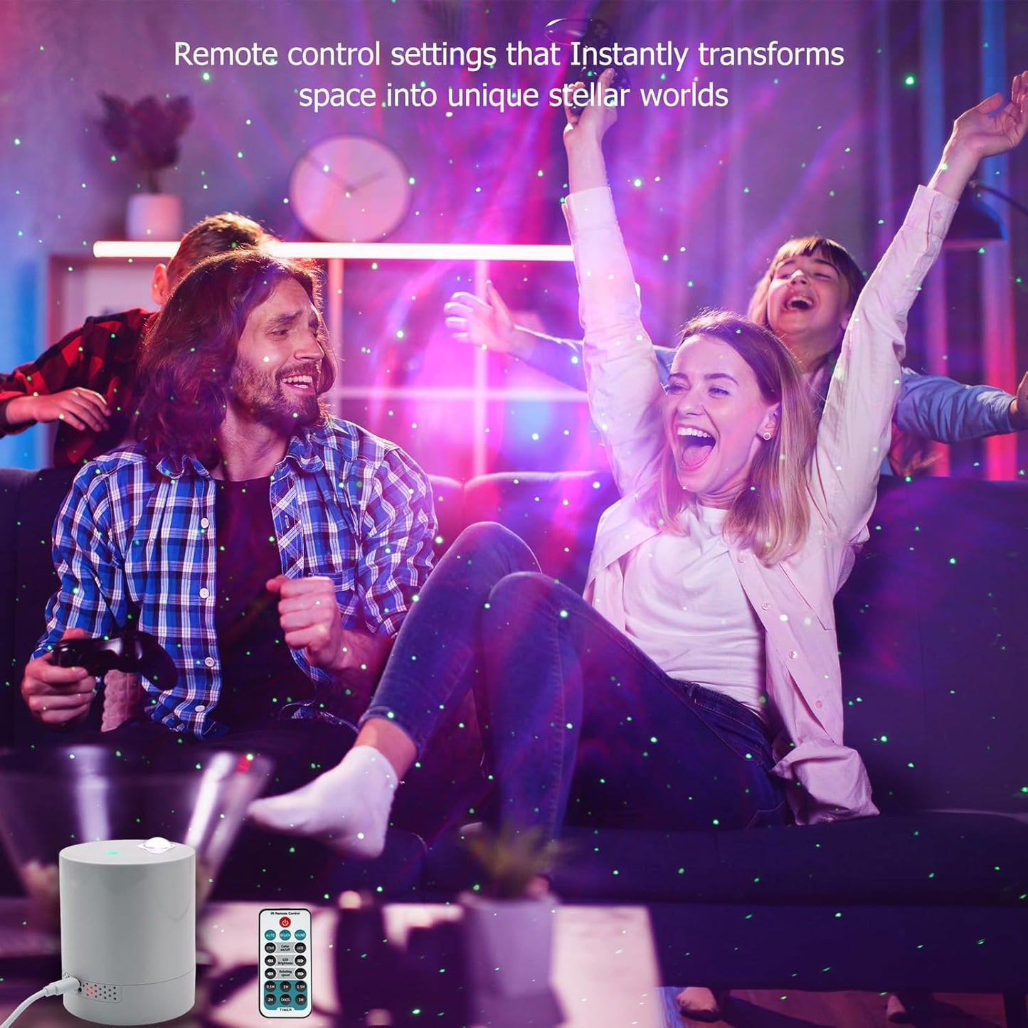 Galaxy Projector Star Projector, Northern Lights Projector with Remote Control, Adjustable Color, Brightness and Movement Speed, Night Light Projector for Adults, Bedroom, Living Room