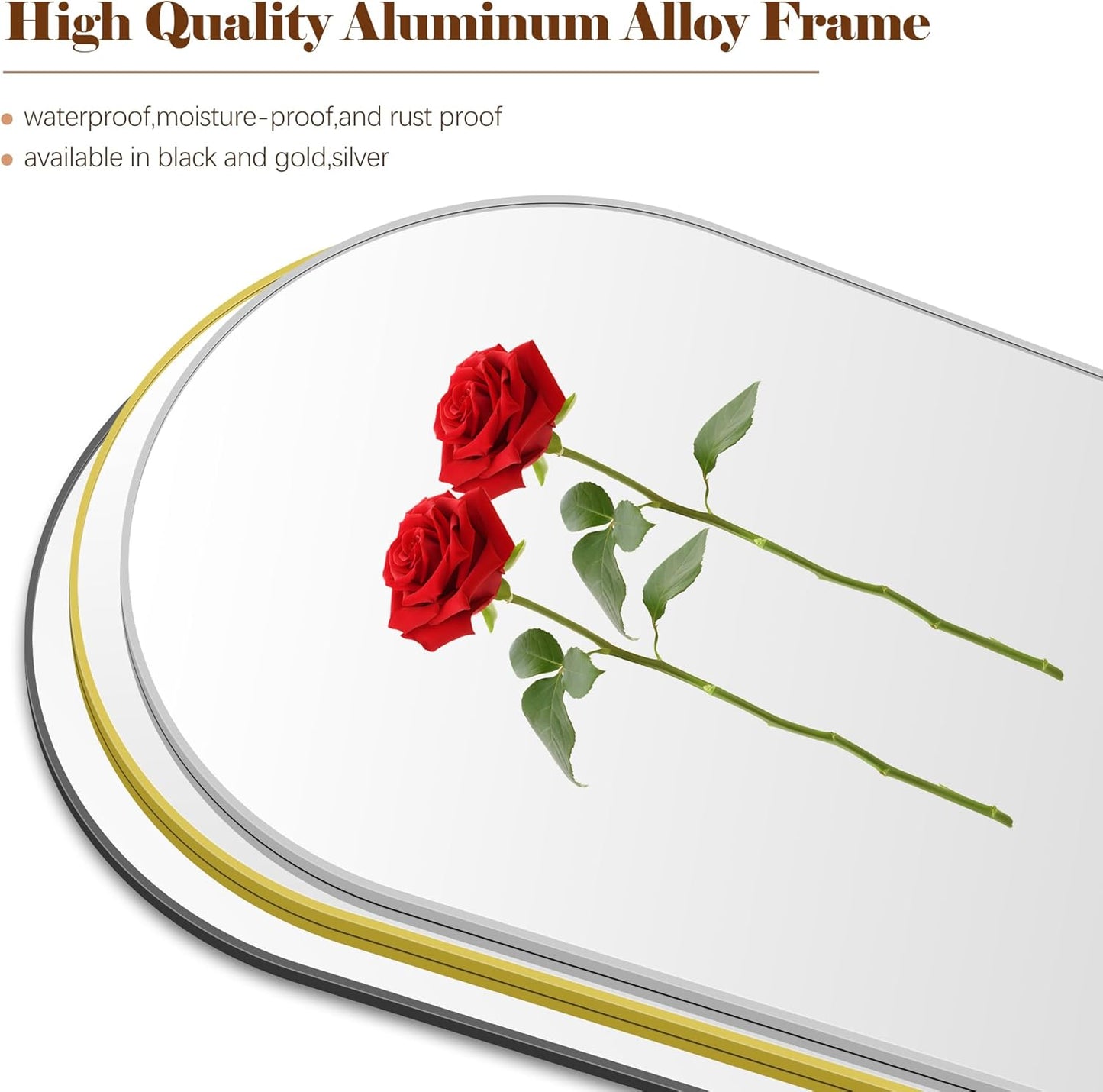 Arched Wall Mirror for Bathroom, 36"x48" Silver Arch Bathroom Mirror, Wall Mounted Mirror, Silver Vanity Wall Mirror w/Metal Frame for Bedroom, Entryway, Living Room, Vertically Hanging