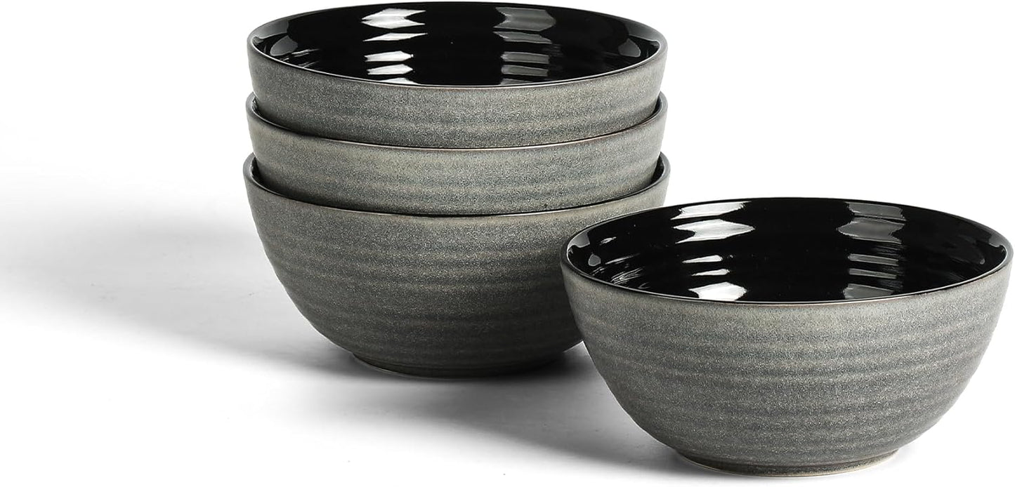 Stone Lain Dua 4-Piece Bowl Set Stoneware, Black