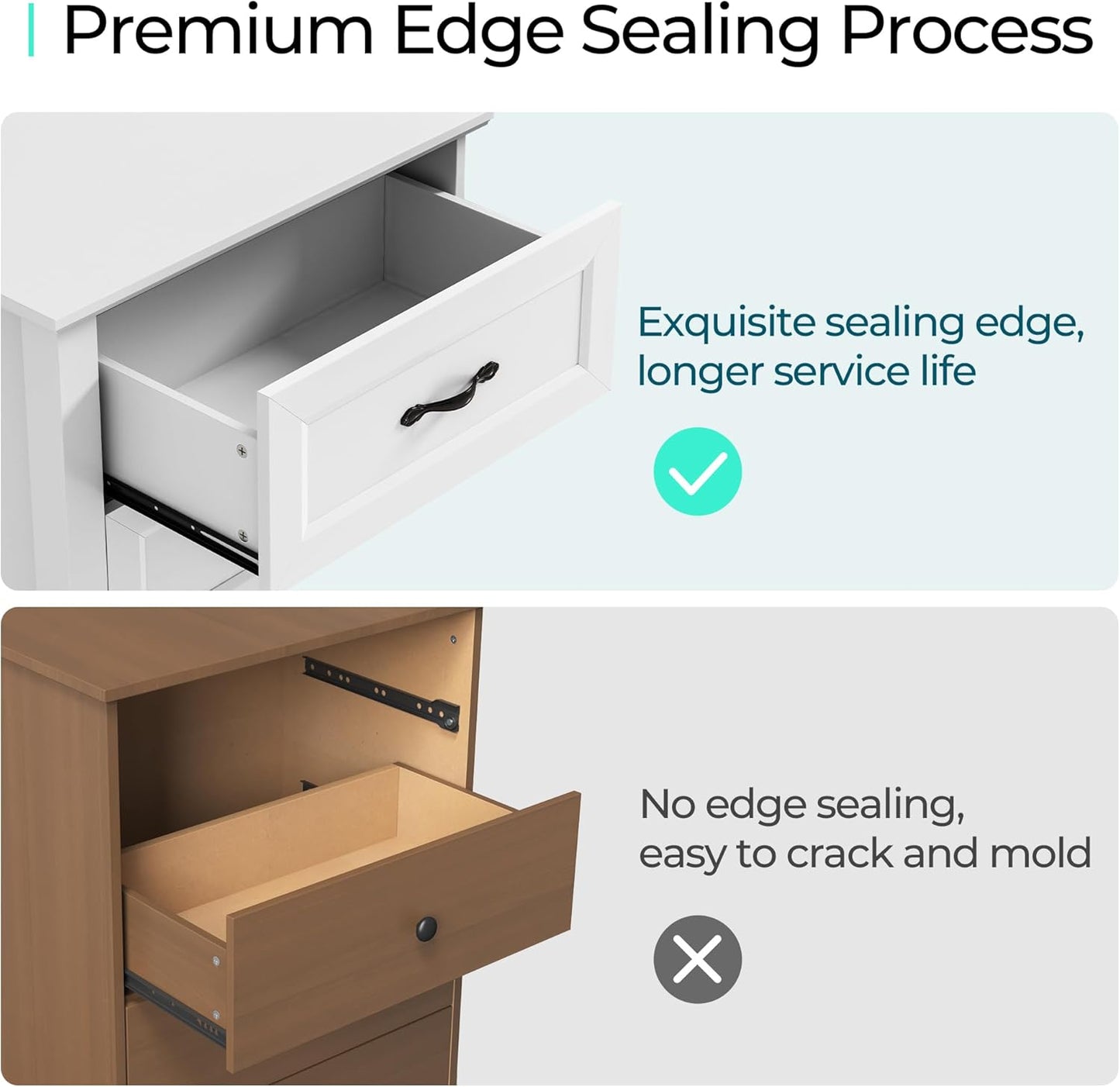 LINSY HOME Dresser for Bedroom, 6 Drawer Dresser with Metal Handles, Chest of Drawers for Living Room, Entryway and Hallway, White