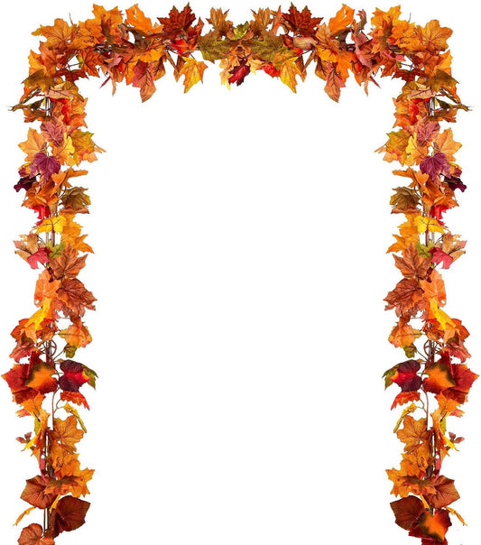 4 Pack Fall Maple Leaf Garland Artificial Maple Garland, Autumn Hanging Fall Leave Vines for Indoor Outdoor Wedding Thanksgiving Dinner Party Decor