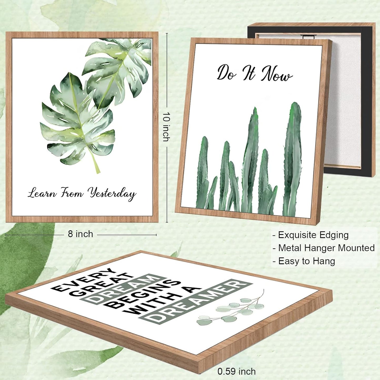 FRAMED Inspirational Wall Decor, Positive Affirmations & Motivational Art for Office, Bedroom & Classroom (Set of 6, 8x10in, Framed)