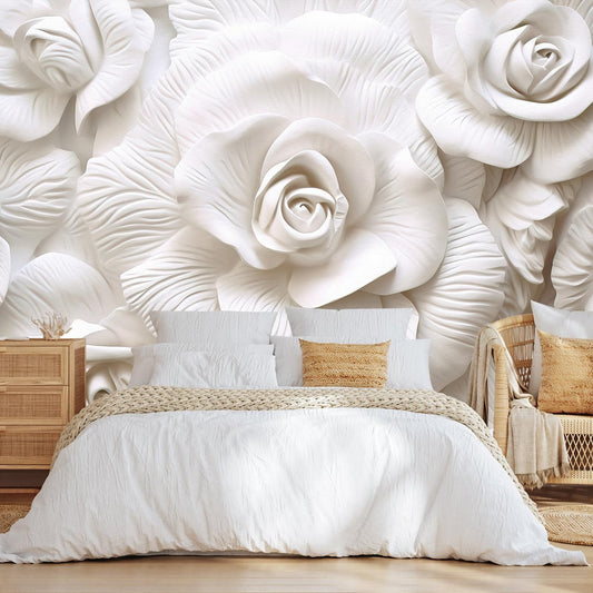 3D Relief Flower Wallpaper Mural for Living Room Bedroom (Not Peel n' Stick)