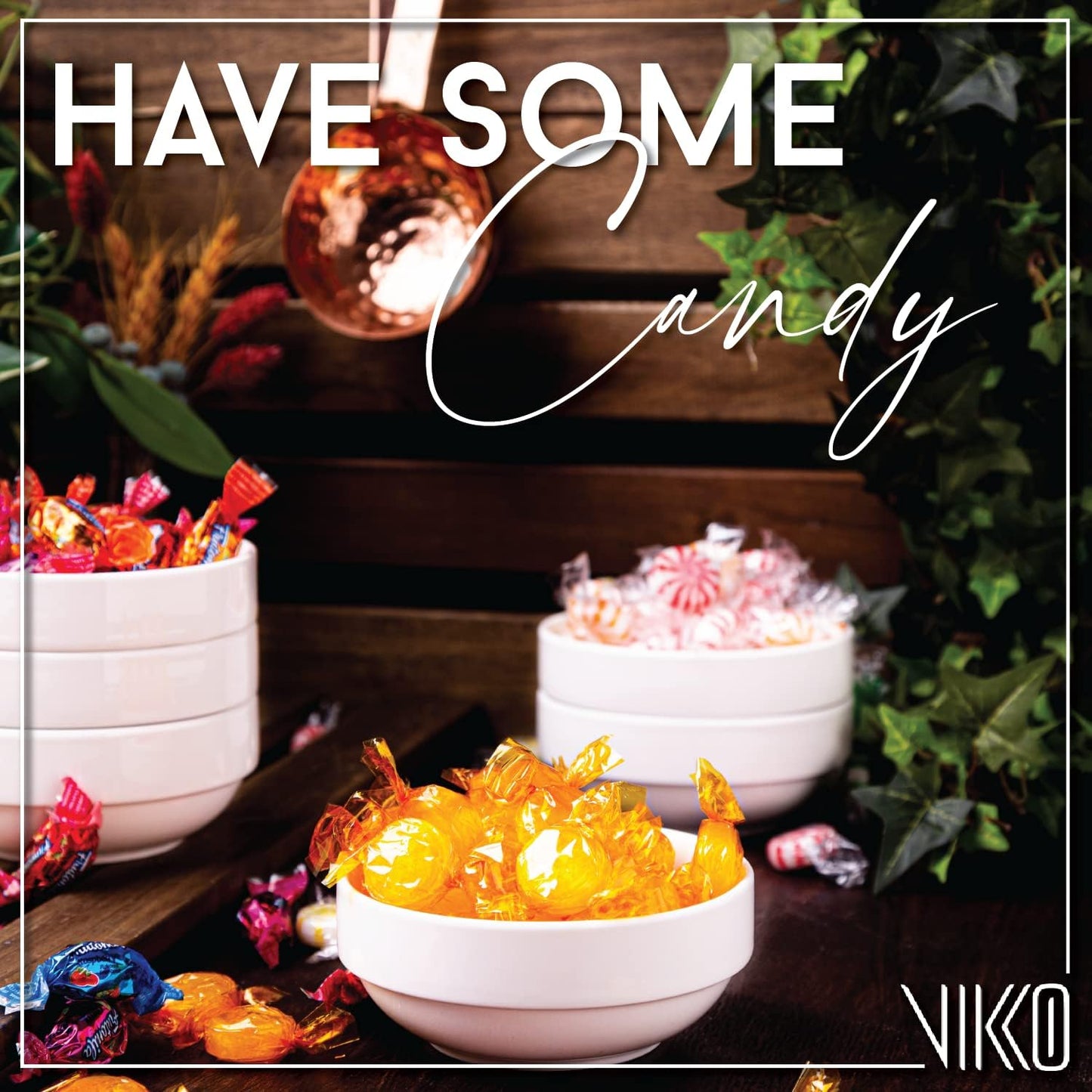 Vikko Small 7 Ounce White Bowl, Set of 6 White Dessert Bowls, Fine Porcelain, Stackable Small Snack Bowl, Dishwasher Safe