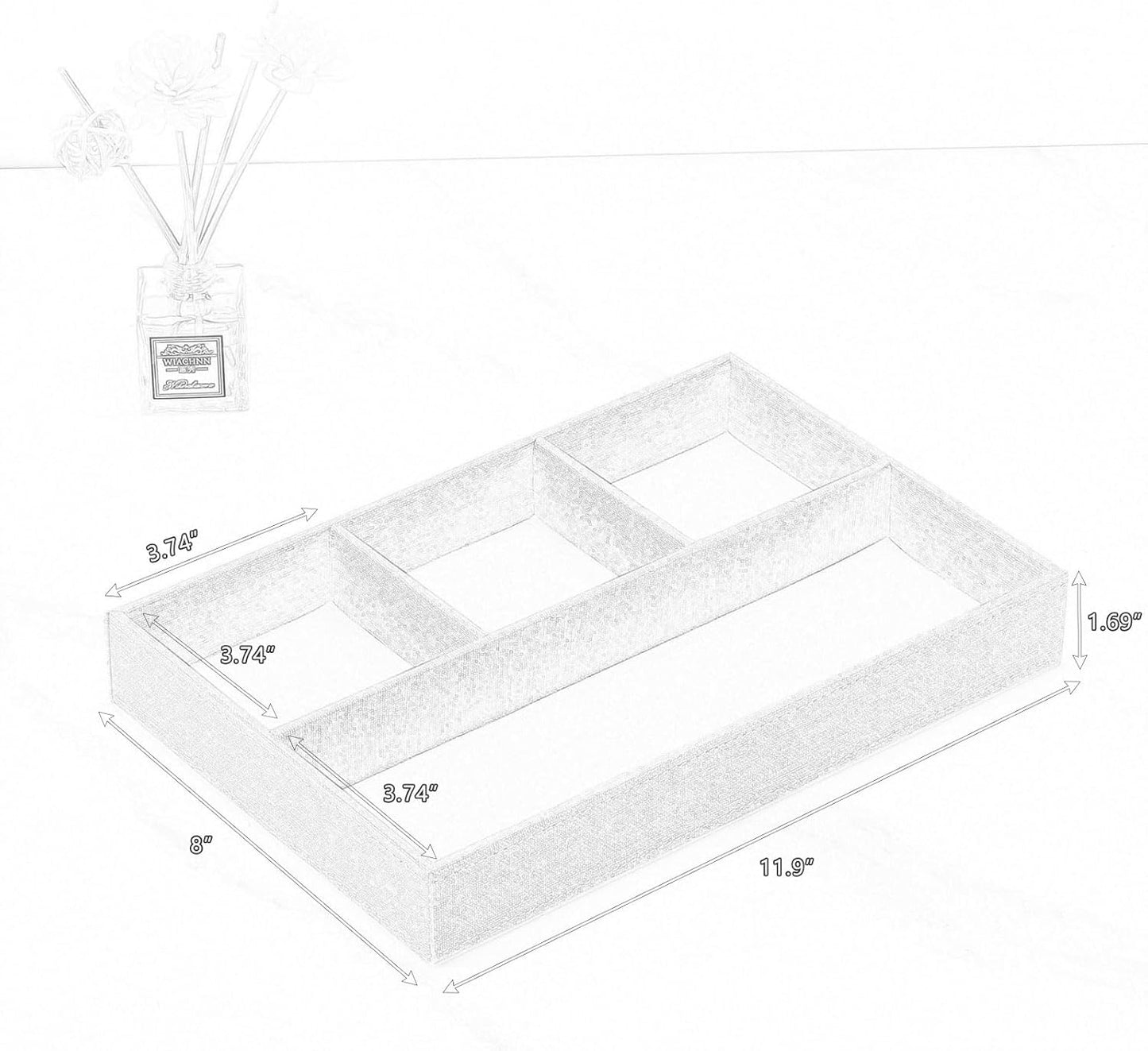 Desktop PU Leather Storage Rack, Proxy Parking tray, Dressing table Desktop Organizer, with 4 Compartments for Placing Mobile Phones, Remote controls, Cosmetics, Watches, and other Decorative trays.