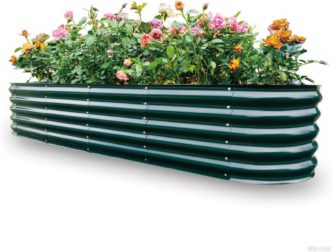 Gardmax Galvanized Raised Garden Bed, Lightweight Planter Boxes Outdoor with Easy Assembly, Large Garden Bed for Vegetables, Fruits, Flower Dark Green 8FT