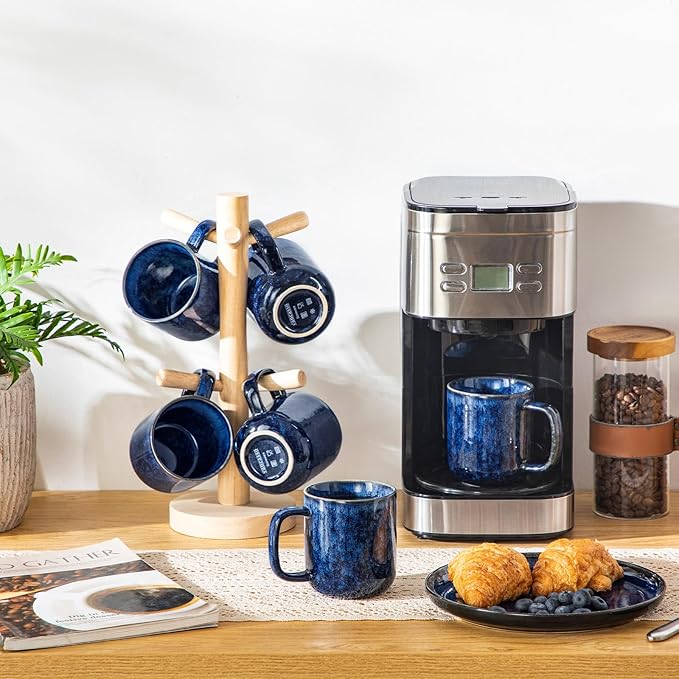 vancasso STARRY Coffee Mugs Set, 12 oz Ceramic Coffee Cups for Latte Hot Tea Cappuccino Cocoa Milk Stoneware Cups Set of 6, Dishwasher & Microwave Safe, Blue