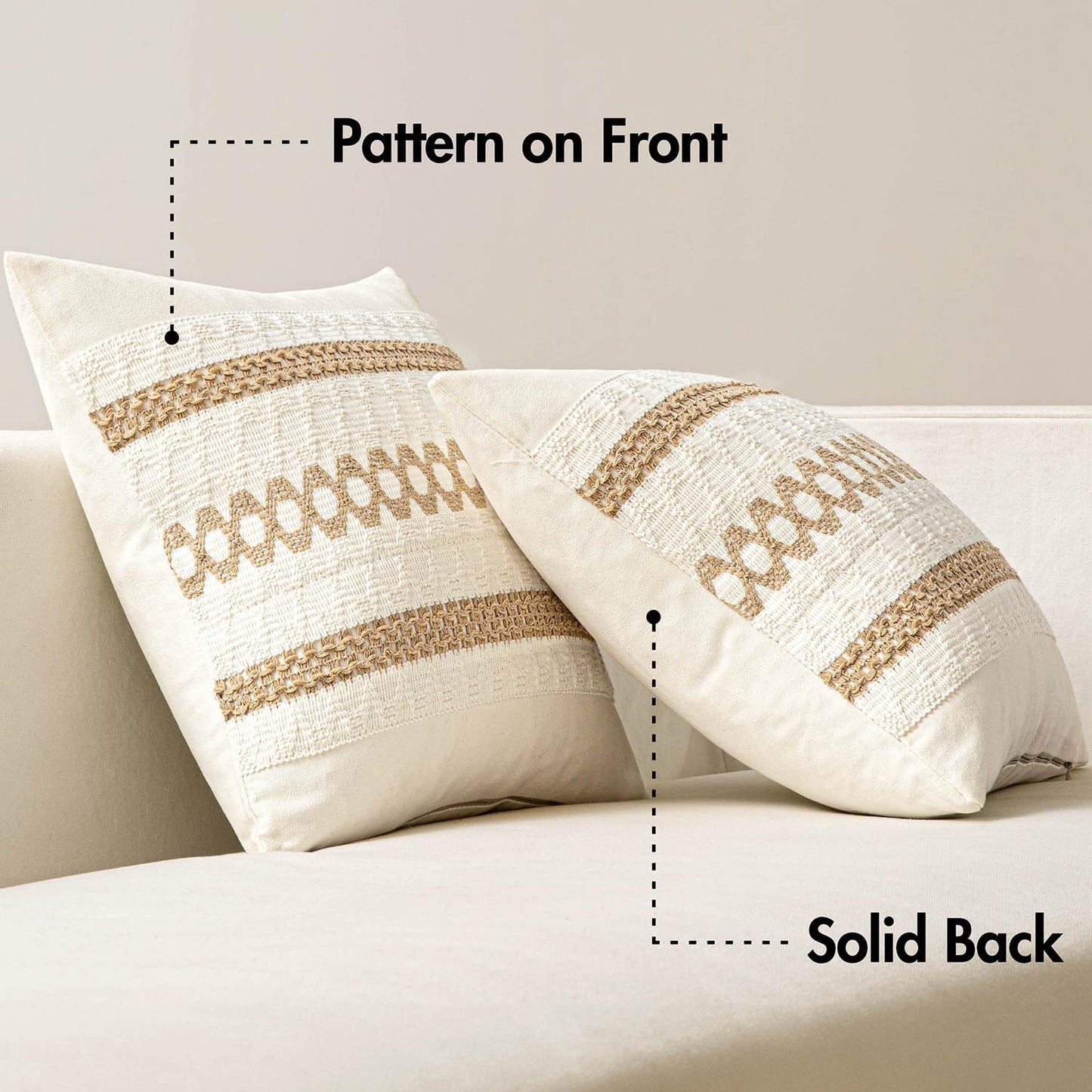 MIULEE Set of 2 Neutral Boho Decorative Lumbar Pillow Covers 12x20 Inch Farmhouse Rustic Couch Throw Pillows Modern Cotton Cushion Covers Retro Cute Macrame Woven Home Decor for Bed Sofa Chair