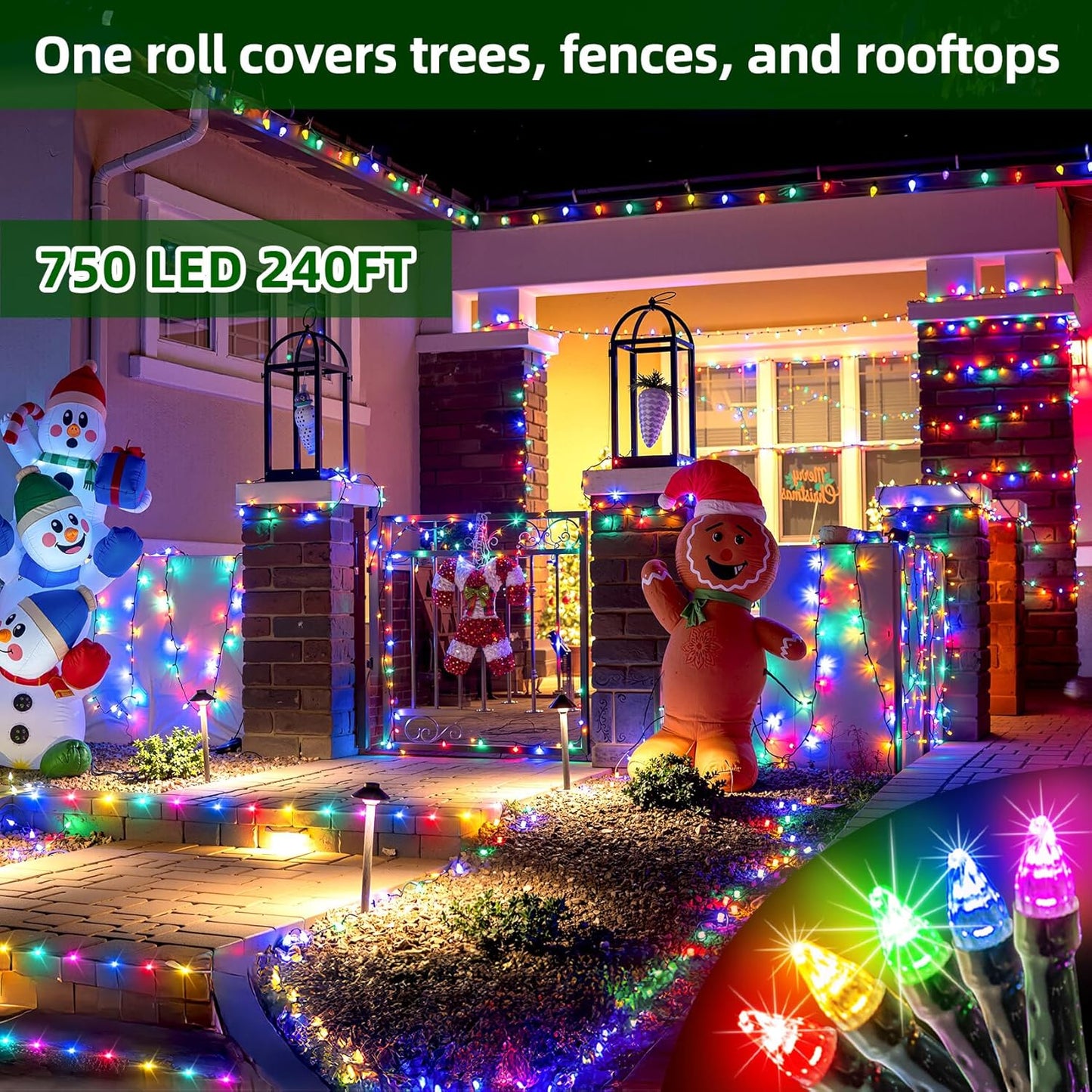 300LED Christmas Lights Outdoor Indoor Use, 12 Lighting Modes 75ft Christmas Tree Lights with Timer, Dimmable Multicolor LED StringLights Waterproof for Yard Tree Wedding Party Holiday Multicolor