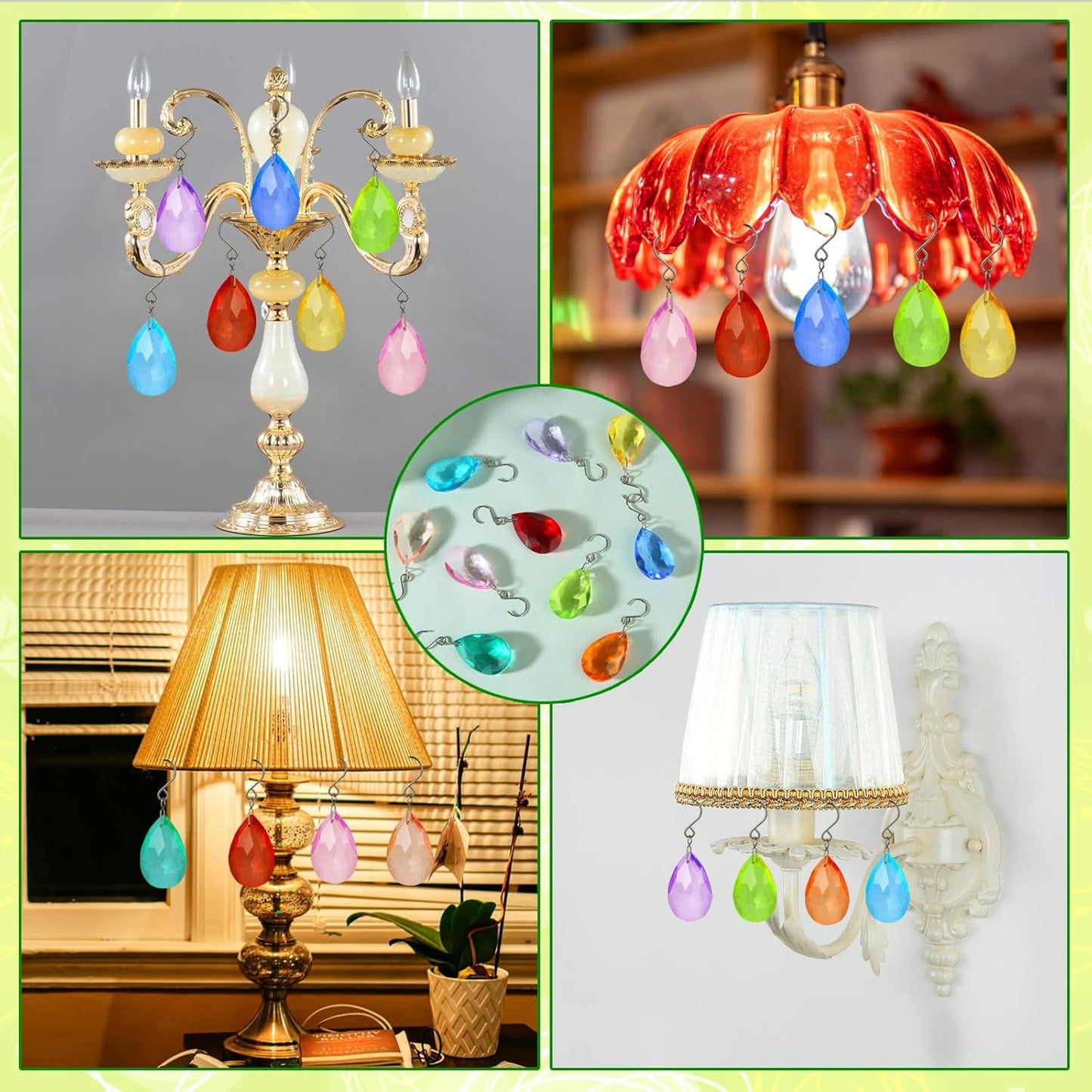 38mm Crystal Suncatcher Prism, 10pcs Multicolor Teardrop Crystals Chandeliers Replacement Pendants for Lamp Windows Hanging Rainbow Maker Ornaments Birthday Wedding Party Home Decor Gifts