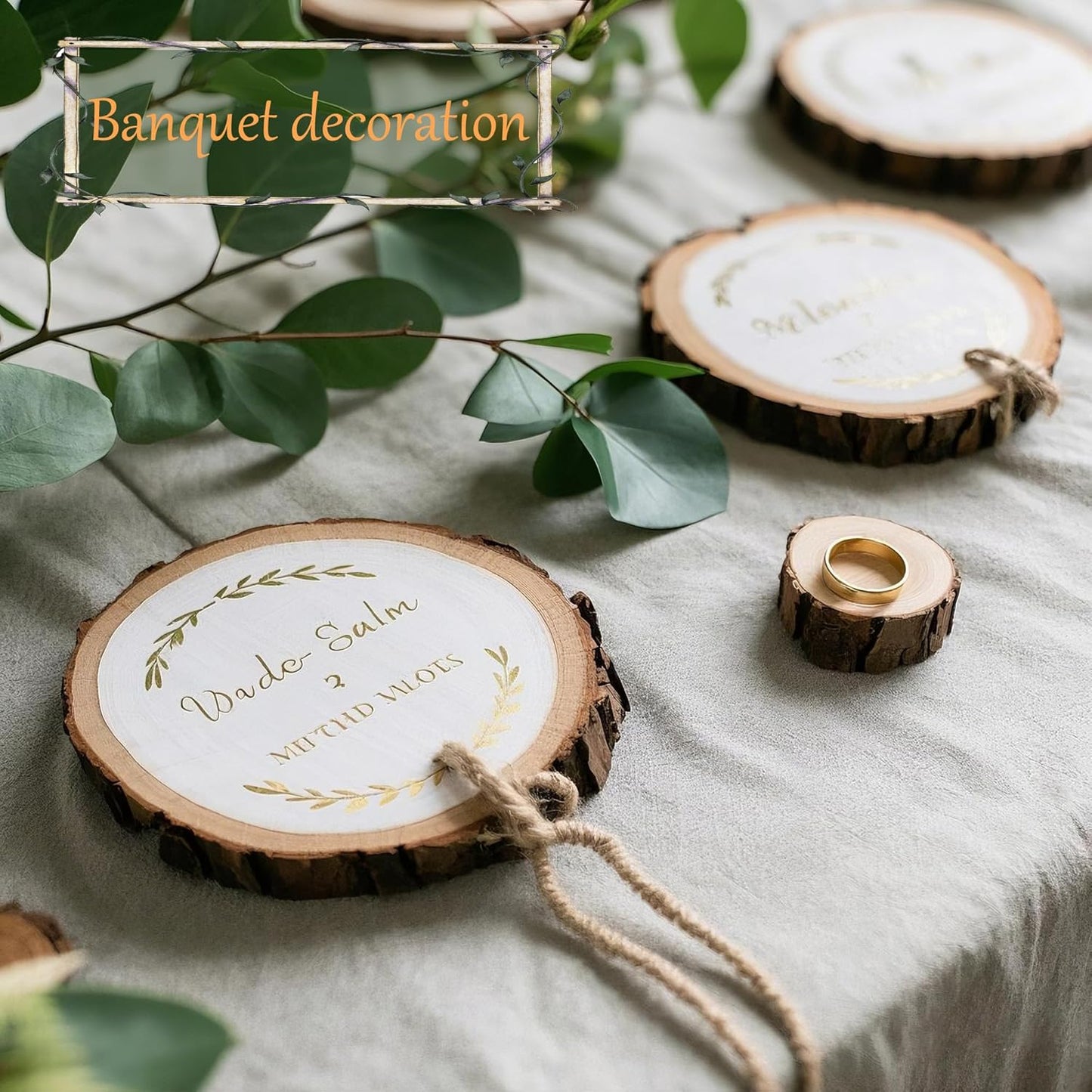 20PCS Pre-Drilled Wood Slices with Holes, 3.2-4 Inch Natural Pine Discs & 8M Hemp Rope, Sanded Smooth DIY Crafts Kit for Christmas Ornaments, Rustic Wedding Decor, Kids Art (20pcs)