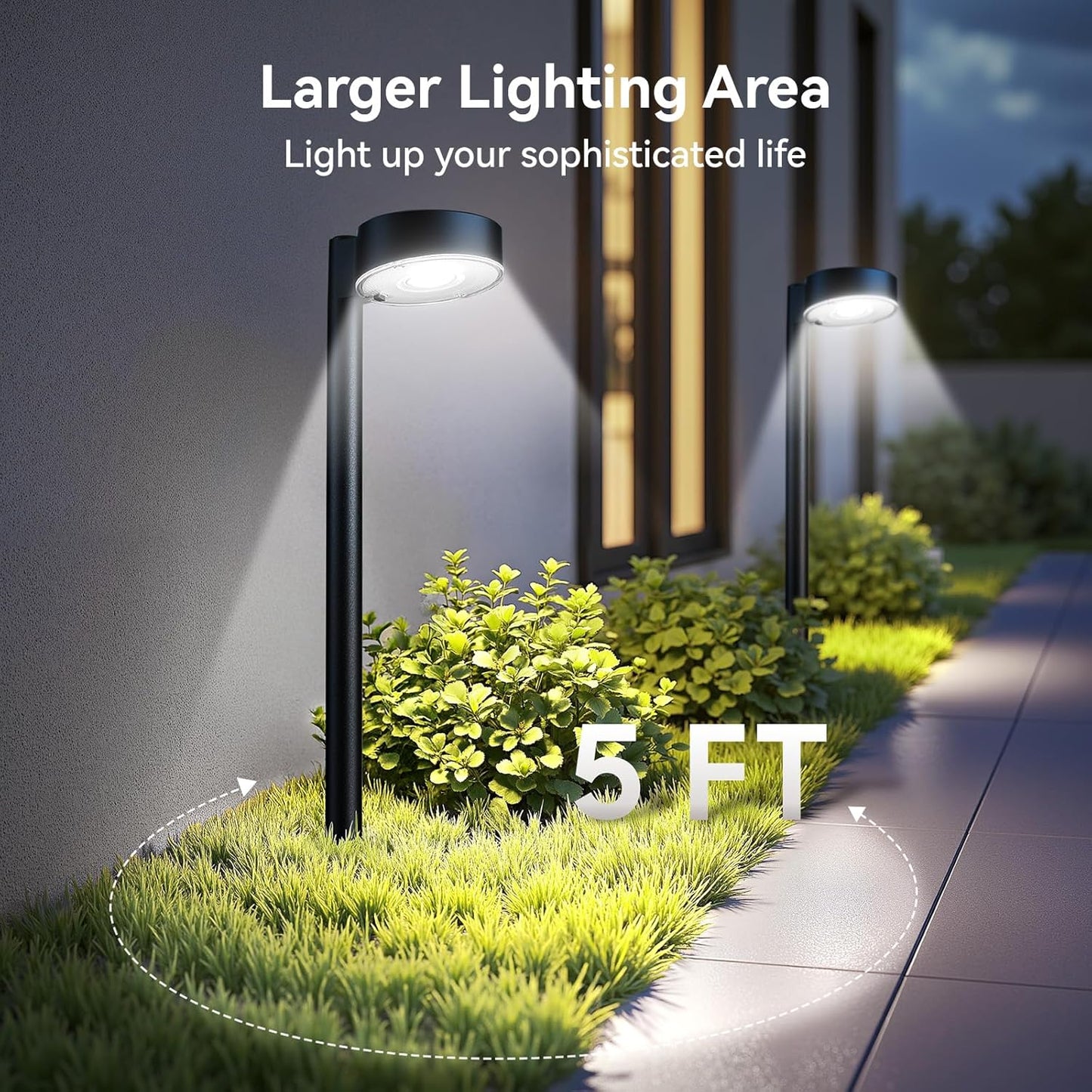 4 Pack Solar Pathway Lights Outdoor, 12 Brighter LED Solar Lights Outdoor Waterproof, Up to 12 Hrs Modern Path Light for Yard Garden Walkway Driveway Lawn, Cool White