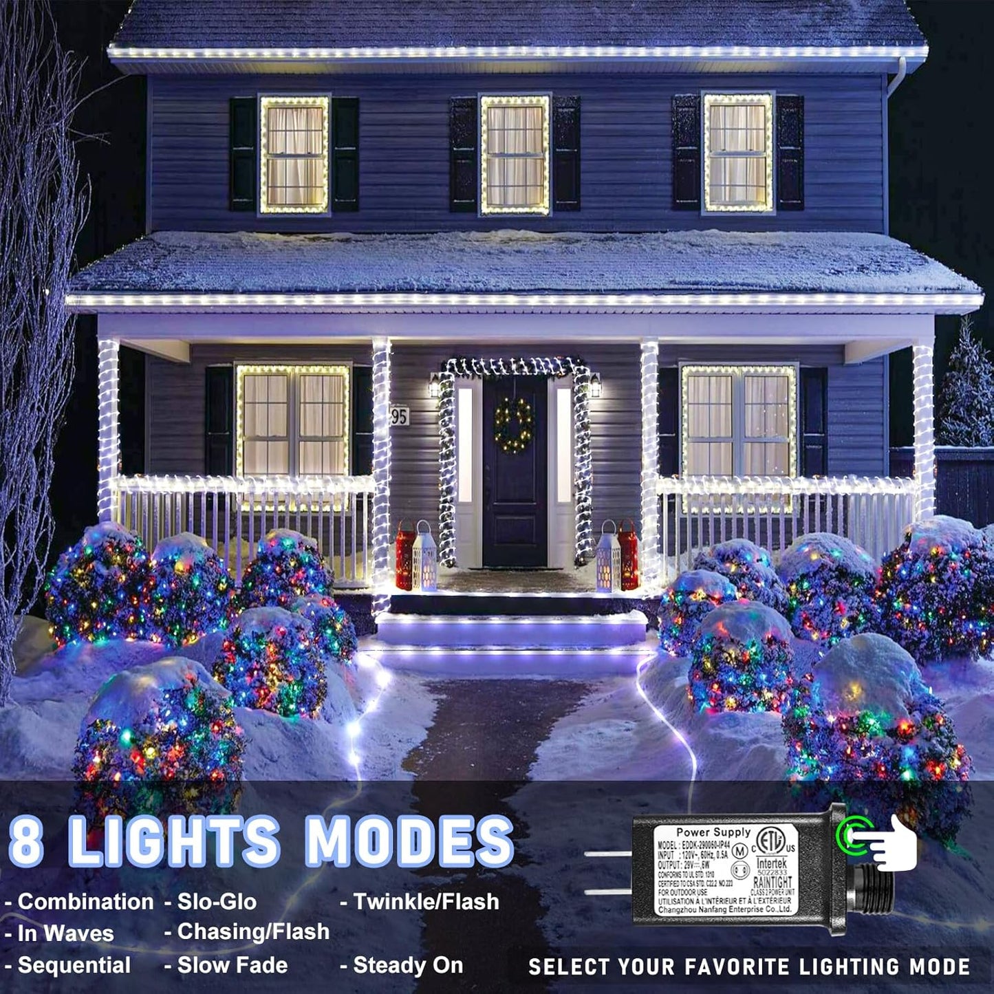 164FT Rope Lights Outdoor, 500 LED White Rope Lights Indoor Waterproof, 8 Modes Plug in Connectable String Lights for Outside Garden, Deck, Patio, Pool, Bedroom, Landscape, Party Decorations