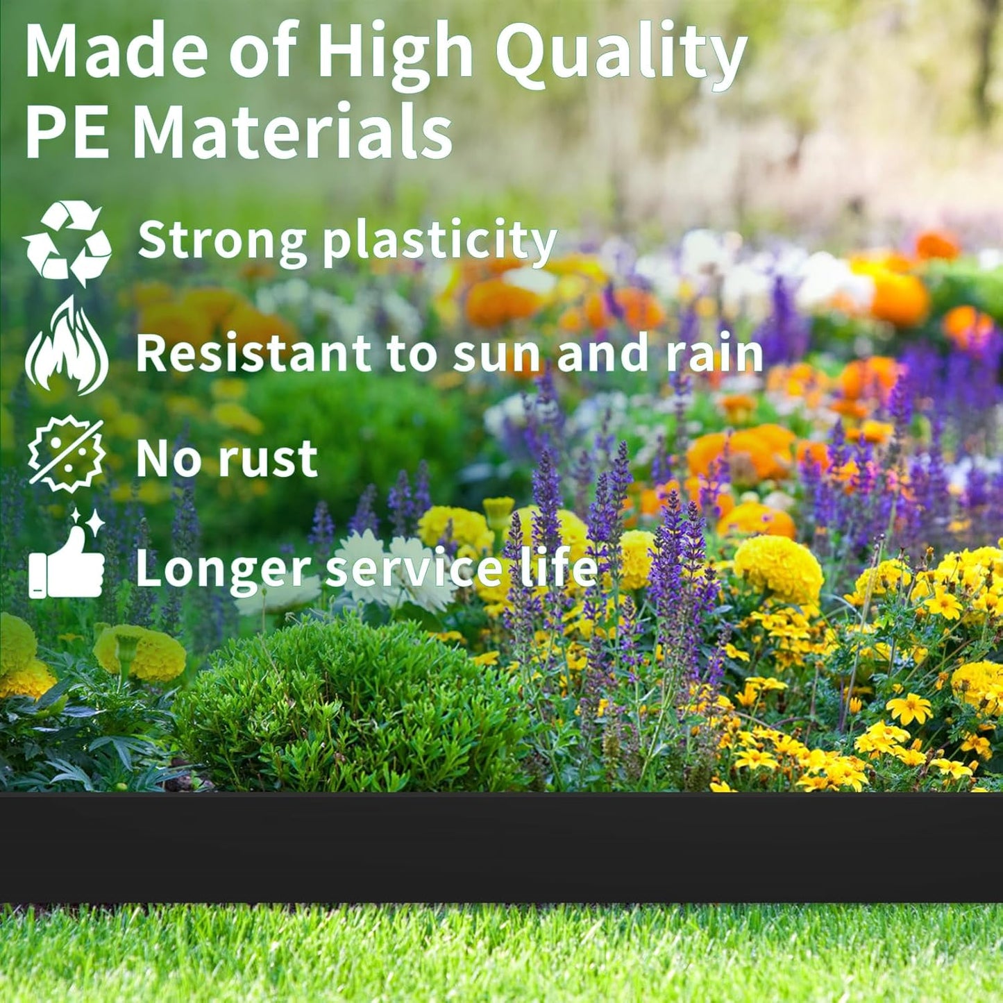 4 in x 100 Ft Garden Landscape Edging, No Dig Garden Edging Border Kit with 184 Pcs Spikes for Flower Bed Lawn Yard Grass Black