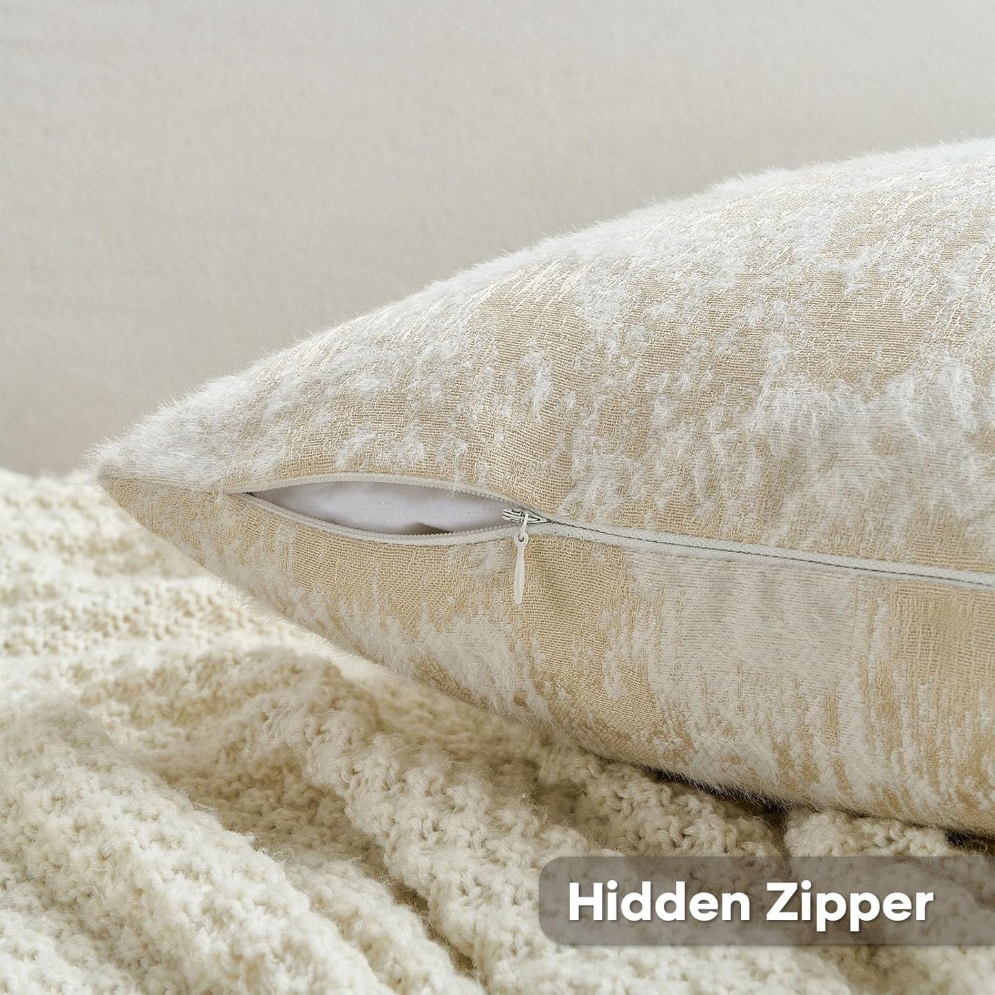 FUTEI Yellow White Decorative Throw Pillow Covers 20x20 Inch Set of 2,Soft Faux Cashmere Jacquard - Textured & Cozy Cushion Case,Modern Home Decor for Couch Bed Living Room