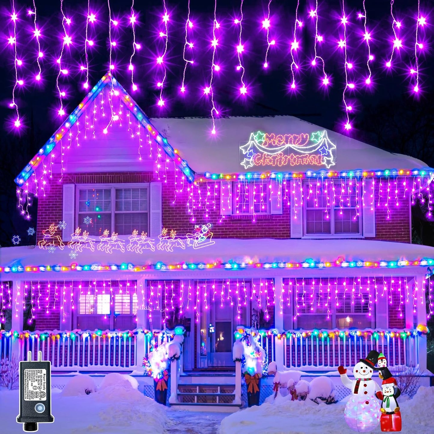 400 LED Purple Halloween Lights Outdoor, 33ft Icicle Lights for Outside with 75 Drops, Waterproof Christmas Icicle Light Plug in for Indoor Outside Party Holiday Christmas Halloween Decorations