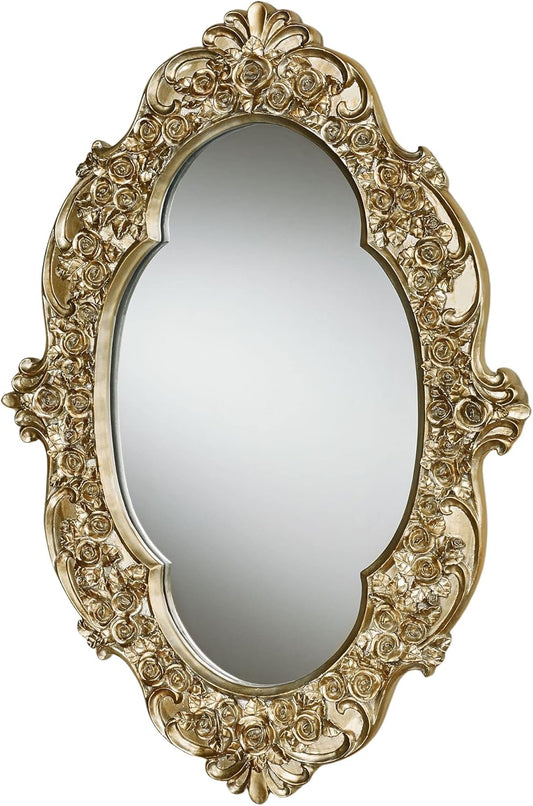 Touch of Class Victoria Rose Oval Vintage Wall Mirror | Victorian Style Decor for Bedroom, Living Room, Bathroom Vanity | Ornate Gold Framed