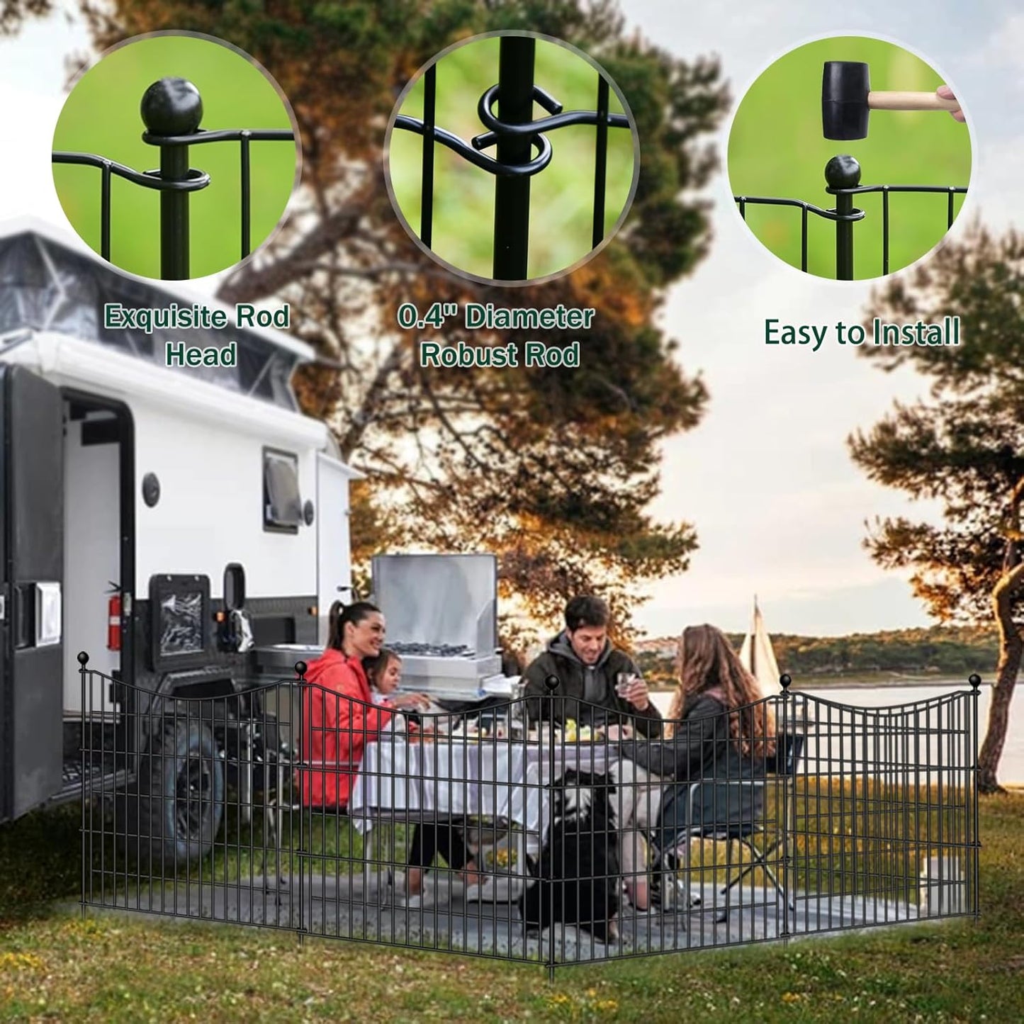 20 Panels Decorative Garden Fence with 2 Gates, 40 in(H) X 47.6 ft(L) No Dig Dog Fence Animal Barrier Outdoor for Yard, Rustproof Metal Garden Edging and Borders, Temporary Fencing Stakes