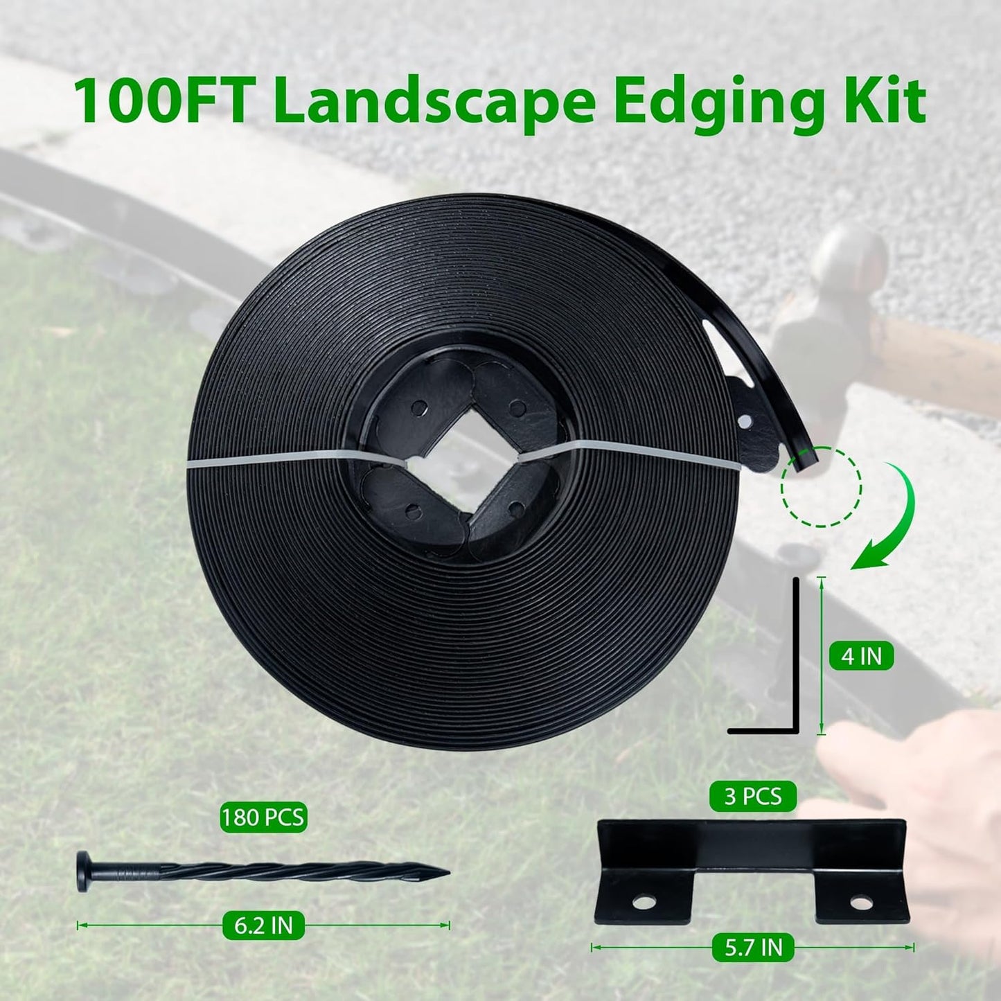Garden Edging Border,Plastic Edging for Landscaping,Flower Bed, Paver and Lawn Edging Border (4Inchx100FT-2, Black)