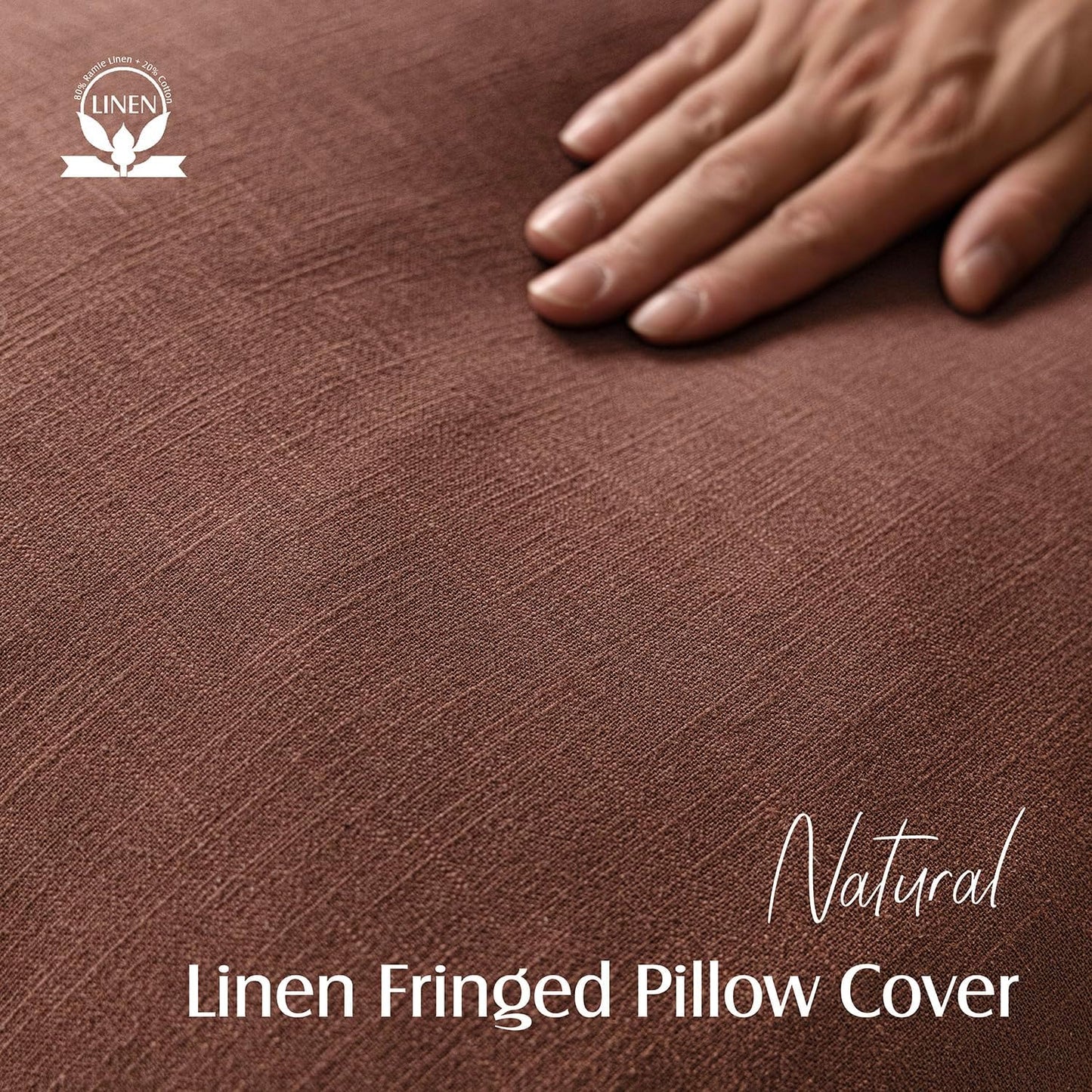 Foindtower Set of 2 Decorative Linen Fringe Throw Pillow Covers Boho Farmhouse Cushion Cover with Tassels Accent Pillowcase for Couch Chair Sofa Bed Living Room Home Decor,22×22 Inch,Rust Red