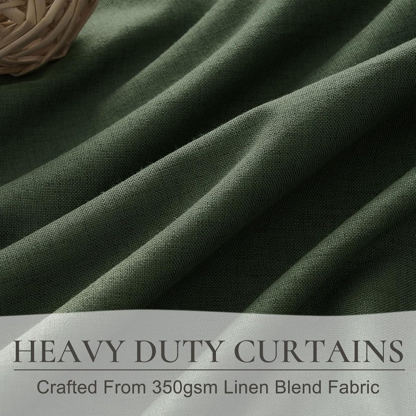 Extra Long Curtain Panels 96 Inches Long Window Curtains & Drapes for Living Room 2 Panels Set Organic Basics Backout Curtains Linen Pinch Pleated for Traverse Rods Dark Academia Olive Green