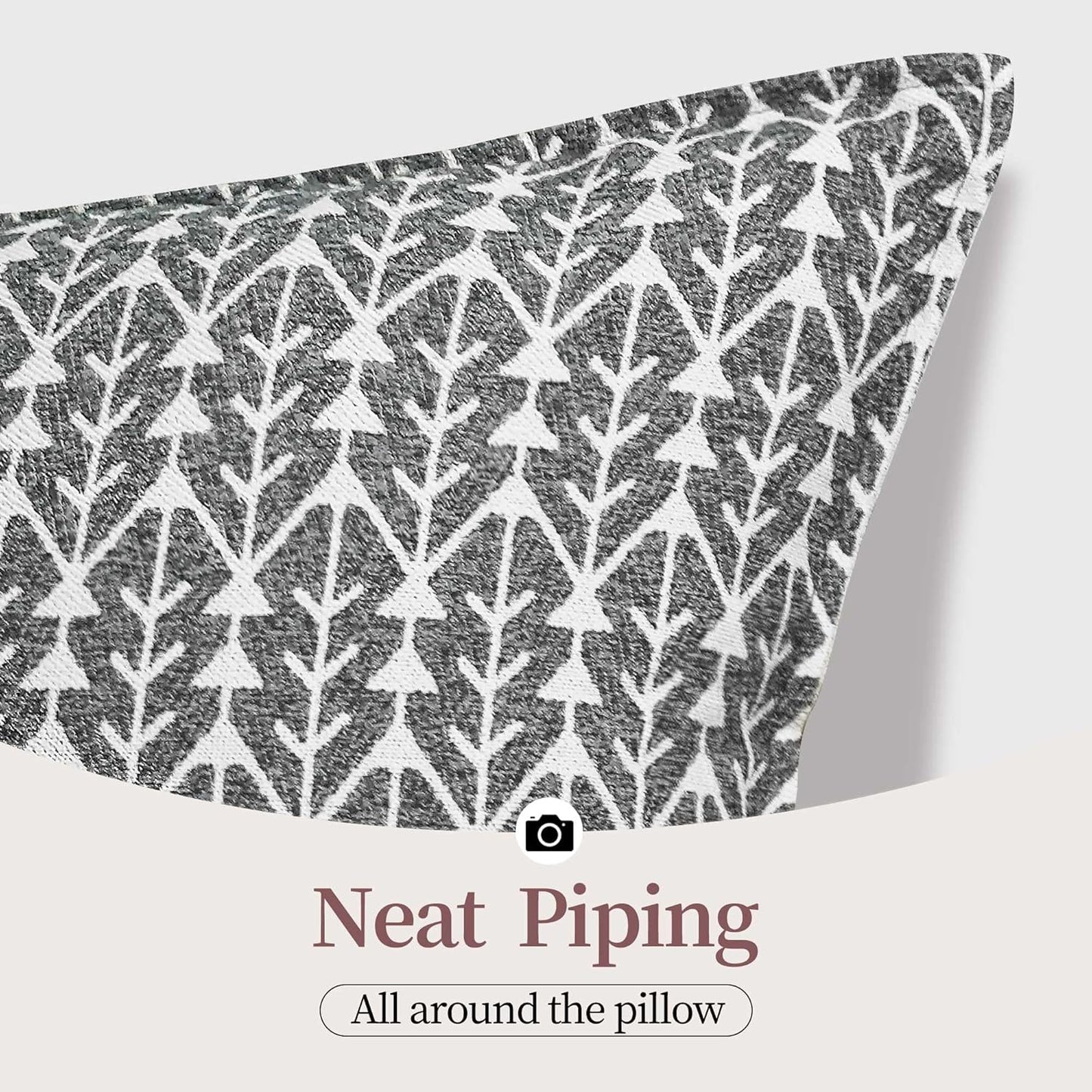 Floral Pillow Covers 18x18 Inch Set of 2 Pillow Cover Geometric Block Couch Pillows For Room Decorative Neutral Accent Throw Pillow Covers