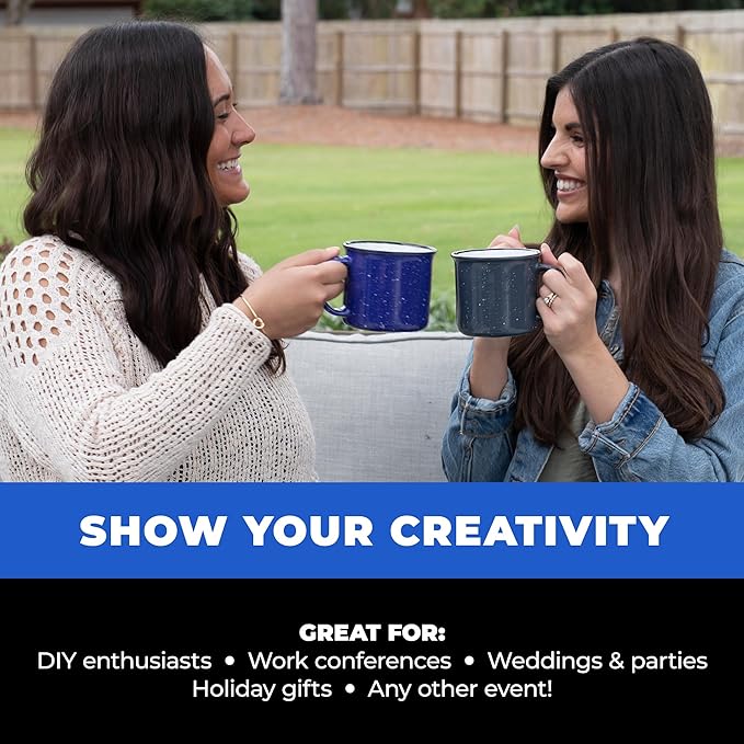 Set of 8 Ceramic Campfire Mugs – 15 Oz, Maroon – Coffee & Tea Cups for Home, Work, Travel, Camping – Customizable, Great for DIY, Events, Companies