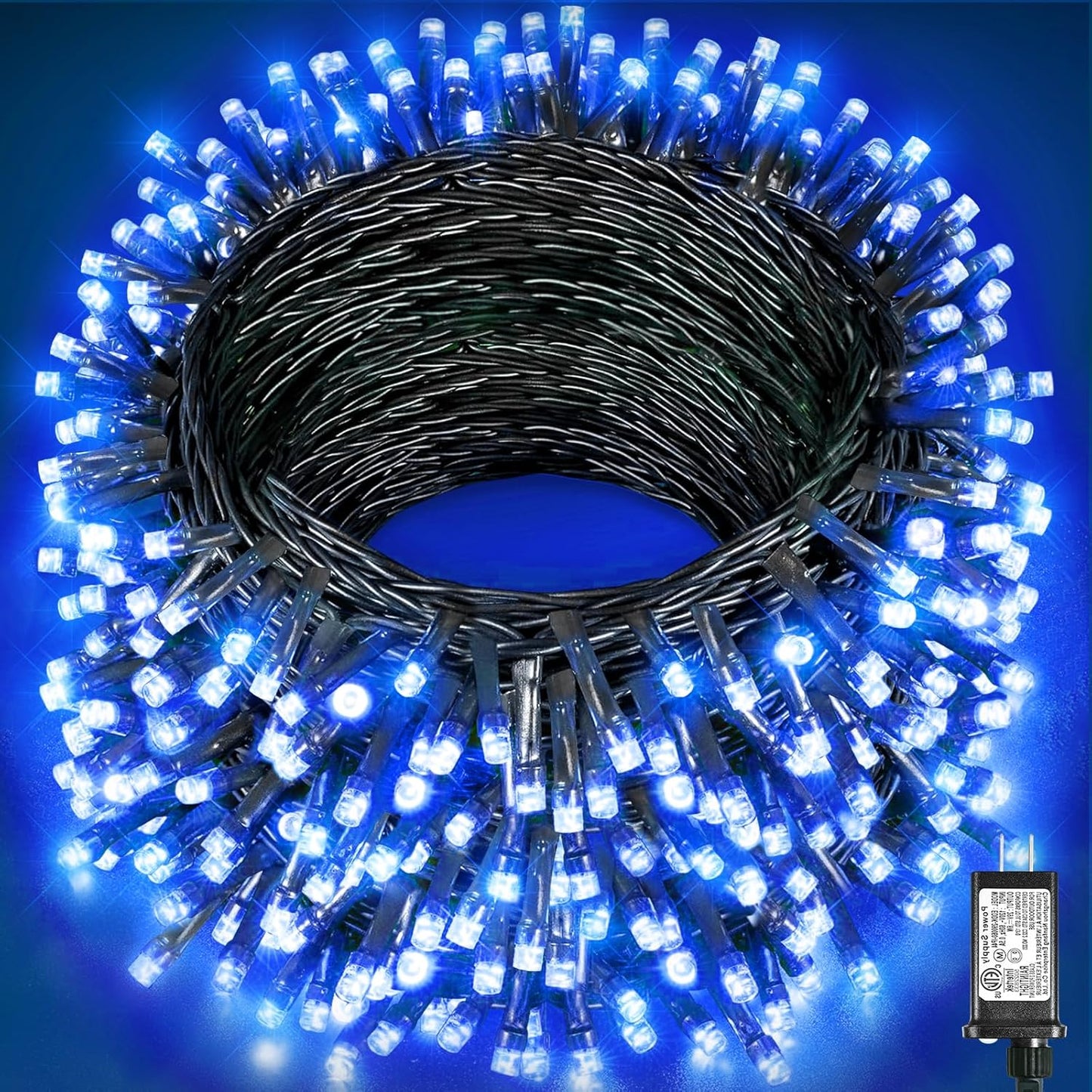 197FT 600 LED Christmas Lights Outdoor, Plug in Christmas Tree Lights 8 Modes, Waterproof String Twinkle Lights for Indoor House Patio Garden Party Wedding Holiday Decorations, Blue