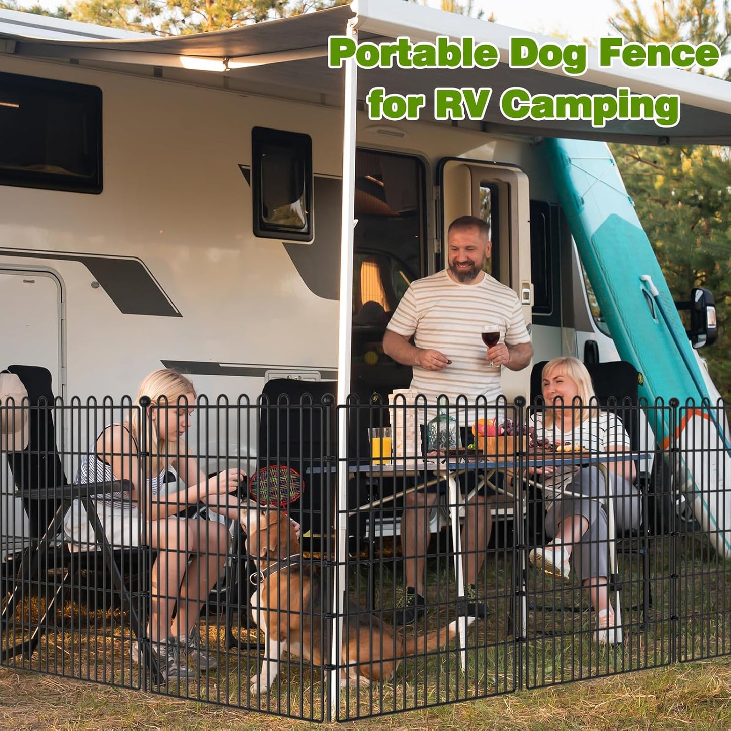 10 Panels No Dig Decorative Garden Fence with Gate for Yard, 24 in(H) X 20 ft(L) Animal Barrier Fencing for Outdoor Dog, Metal Portable Garden Fences for Borders, Pets, Landscape, Temporary Fence