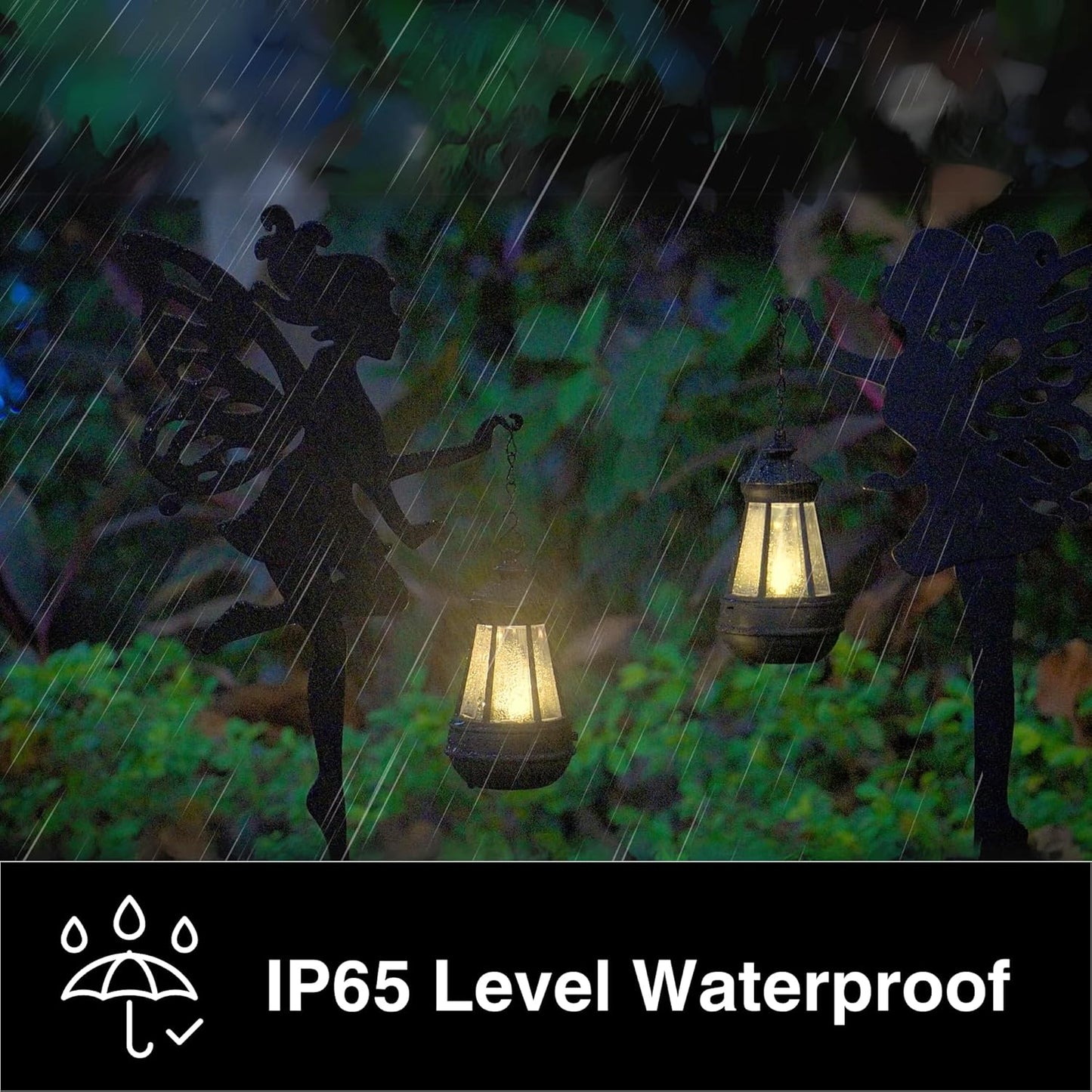 Fairy Garden Accessories Halloween Decorations Lawn Ornaments 1 Pair - Solar Lights Outdoor Garden Statue, Metal Stakes Decorative Figurines for Yard Decor, Patio (Type A Warm Lighting)