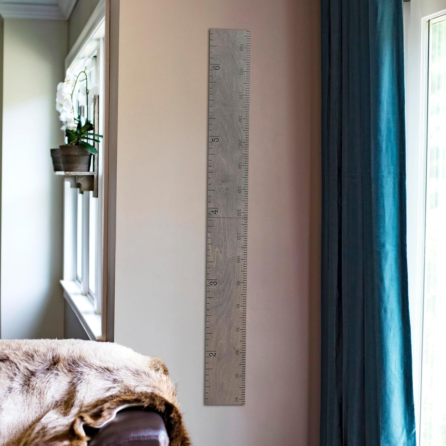 Growth Chart for Wall - Height Chart for Kids, Growth Chart for Kids, Measuring Board for Kids Height, Wooden Growth Chart for Wall, Height Measurement for Wall - Gray (63"x6.7")