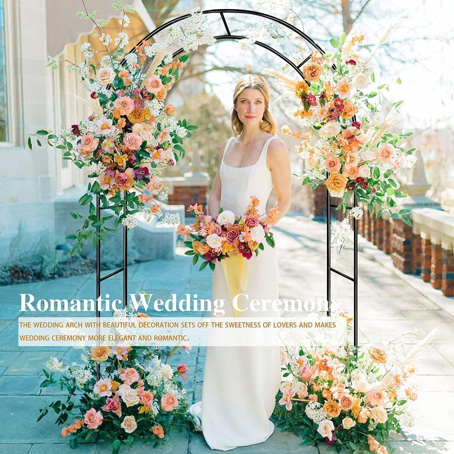 Garden Arch Trellis for Climbing Plants Outdoor Wedding Arches for Ceremony Black Metal Garden Arbor Indoor Garden Arches for Party Decoration 7.9ft Wide X 6.4ft High (Black Garden Arch)