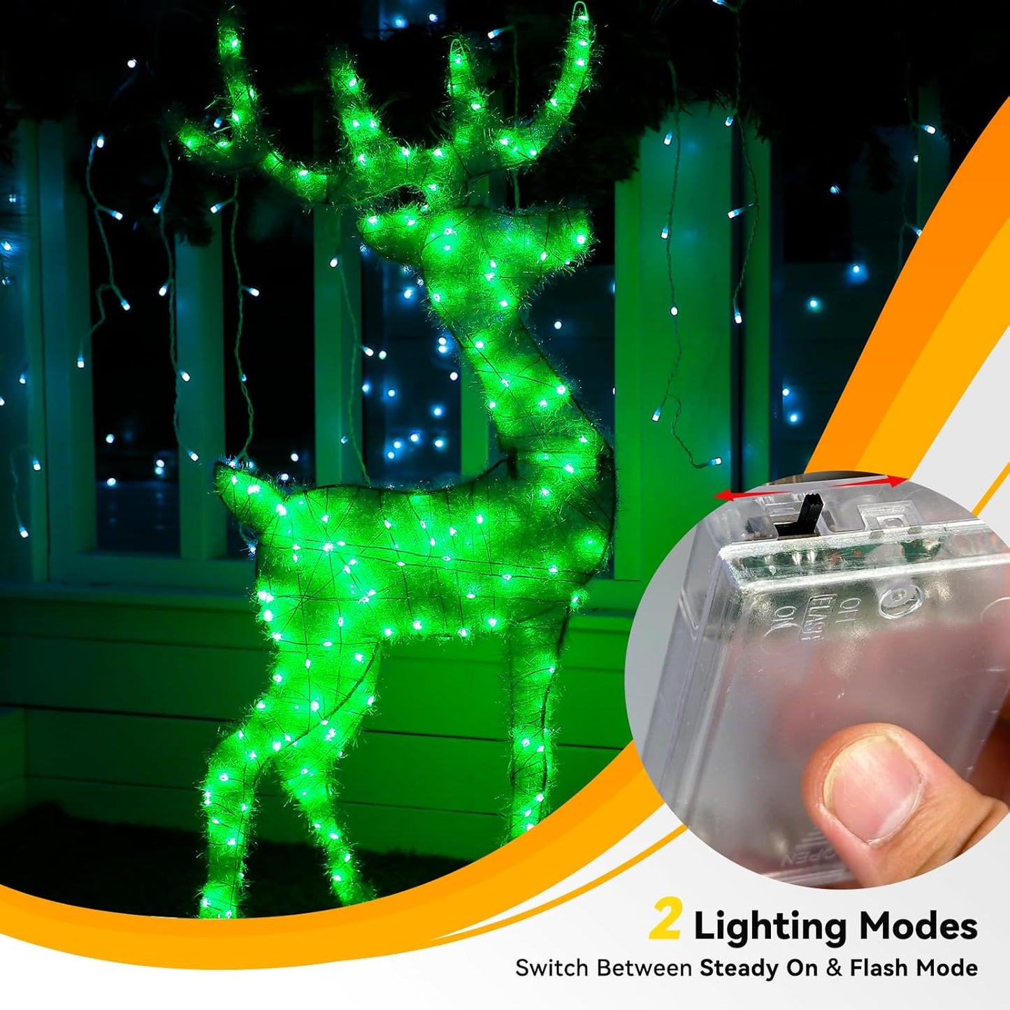 4 Pack 60LED Christmas Fairy Lights Battery Operated - 20FT Twinkle Lights with 2 Lighting Modes Indoor Outdoor, Waterproof Led Fairy String Lights for Bedroom, Classroom, Dorm, DIY Decor, Green