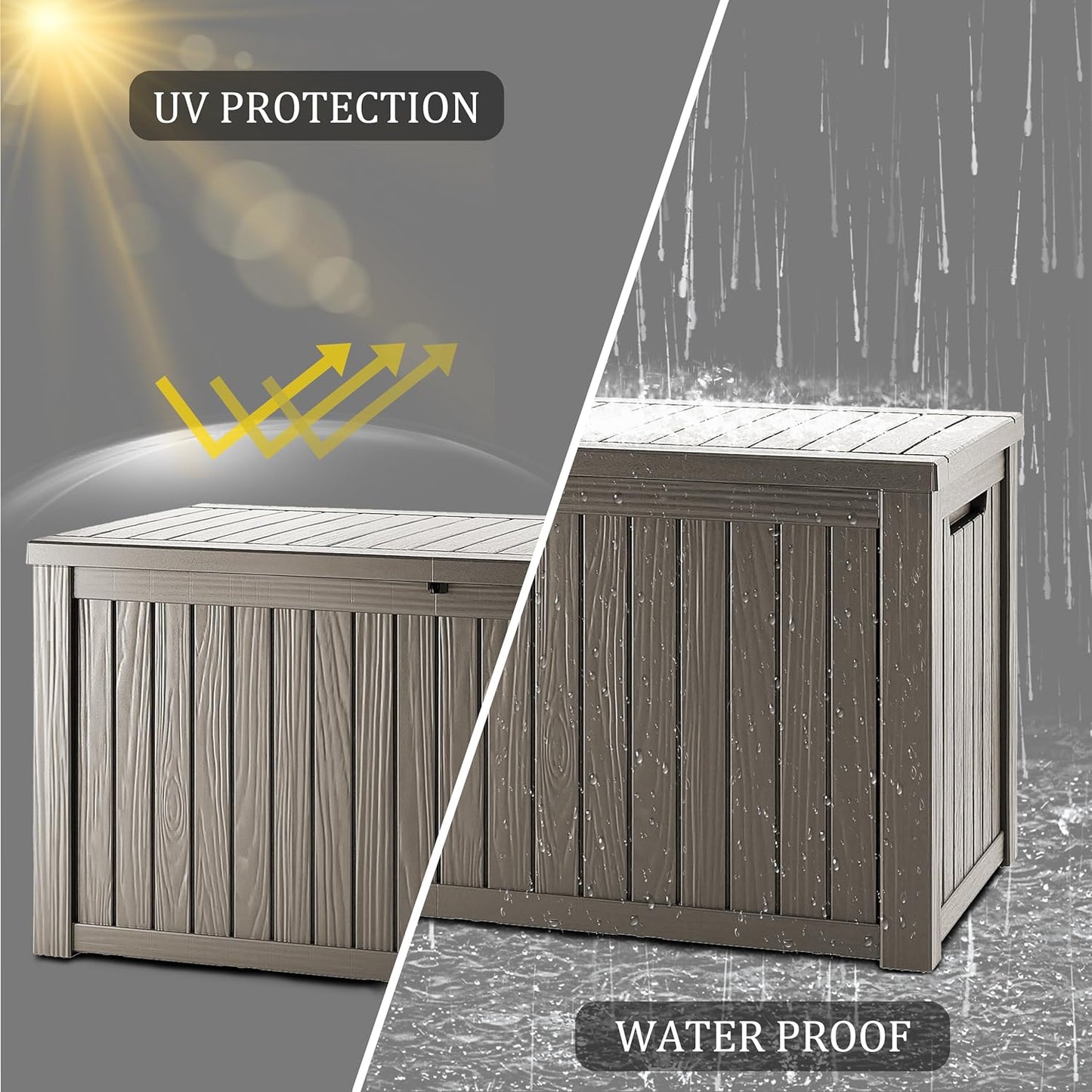 150 Gallon Double-Wall Resin Deck Box - Lockable Waterproof Outdoor Storage Box, 1000lbs Capacity & Doubles as Seating for Patio Furniture - Garden Tools, Pool Accessories (Brown)