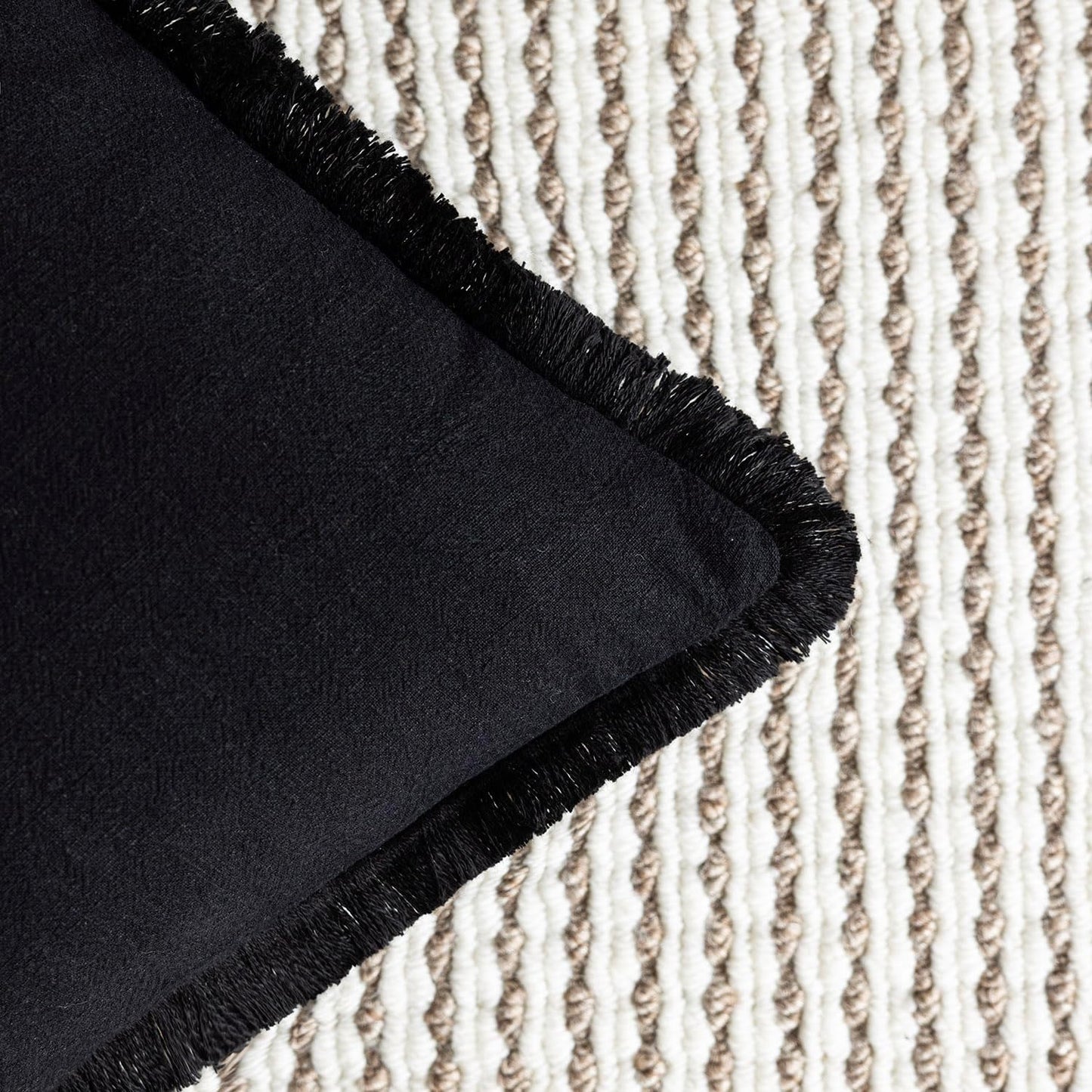 Foindtower Set of 2 Decorative Linen Fringe Throw Pillow Covers Cozy Boho Farmhouse Cushion Cover with Tassels Soft Accent Pillowcase for Couch Sofa Bed Living Room Home Decor, 22×22 Inch, Black