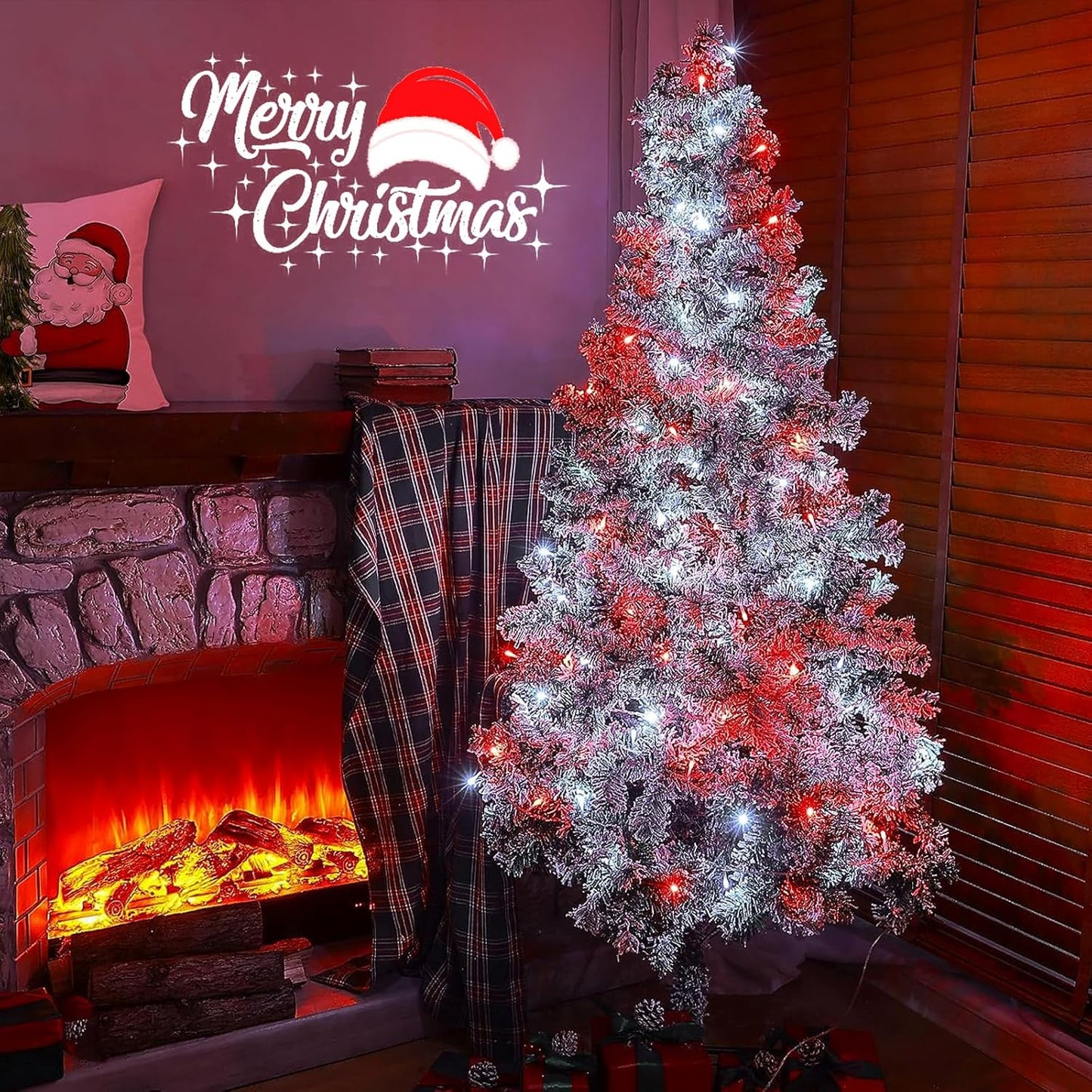 4-Pack Red and White Fairy Lights Battery Operated with Timer, Waterproof 16FT 50 LED String Lights Outdoor Indoor, Christmas Lights for Bedroom Home Wedding Birthday Xmas Parties and Centerpieces