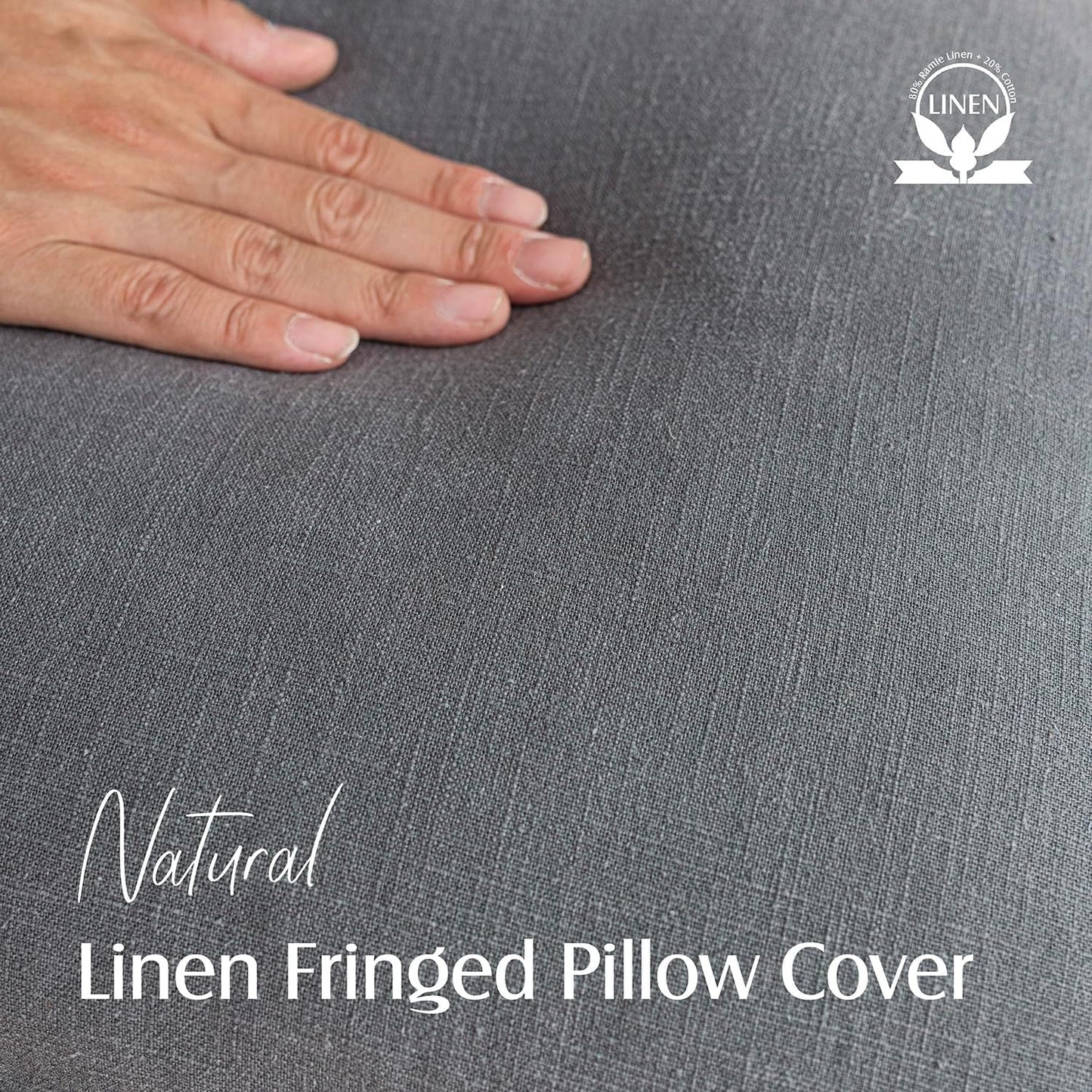 Foindtower Set of 2 Decorative Linen Fringe Throw Pillow Covers Cozy Boho Farmhouse Cushion Cover with Tassels Soft Accent Pillowcase for Couch Sofa Bed Living Room Home Decor, 26×26 Inch, Gray